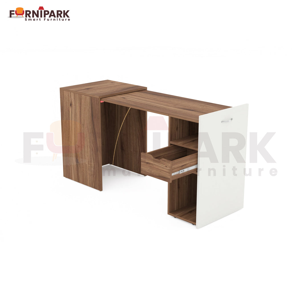 Extendable Table with Drawer (Leyon Walnut)
