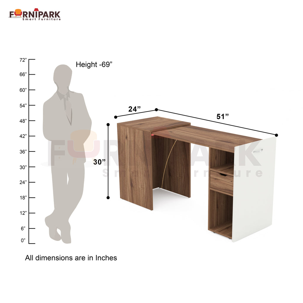 Extendable Table with Drawer (Leyon Walnut)