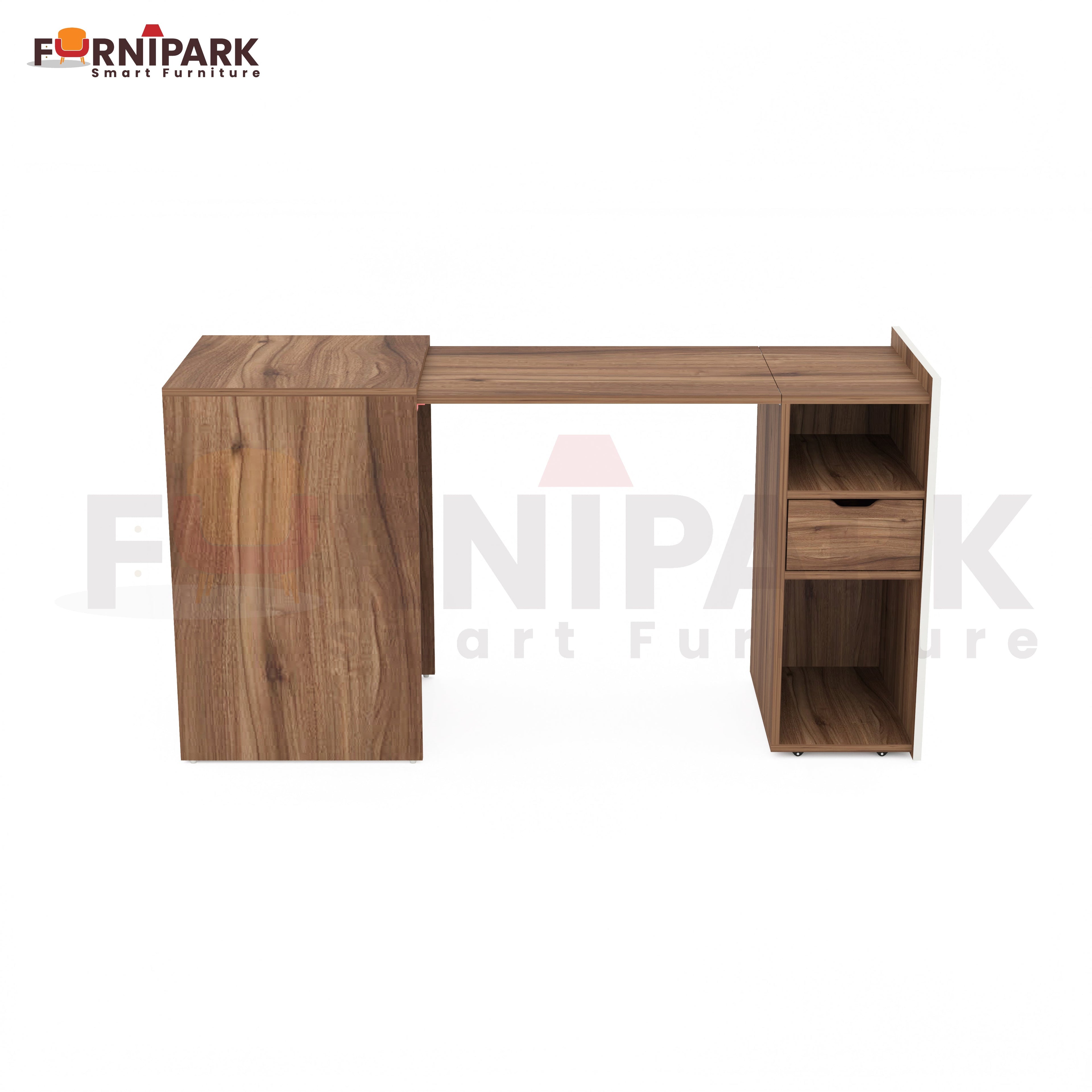 Extendable Table with Drawer (Leyon Walnut)