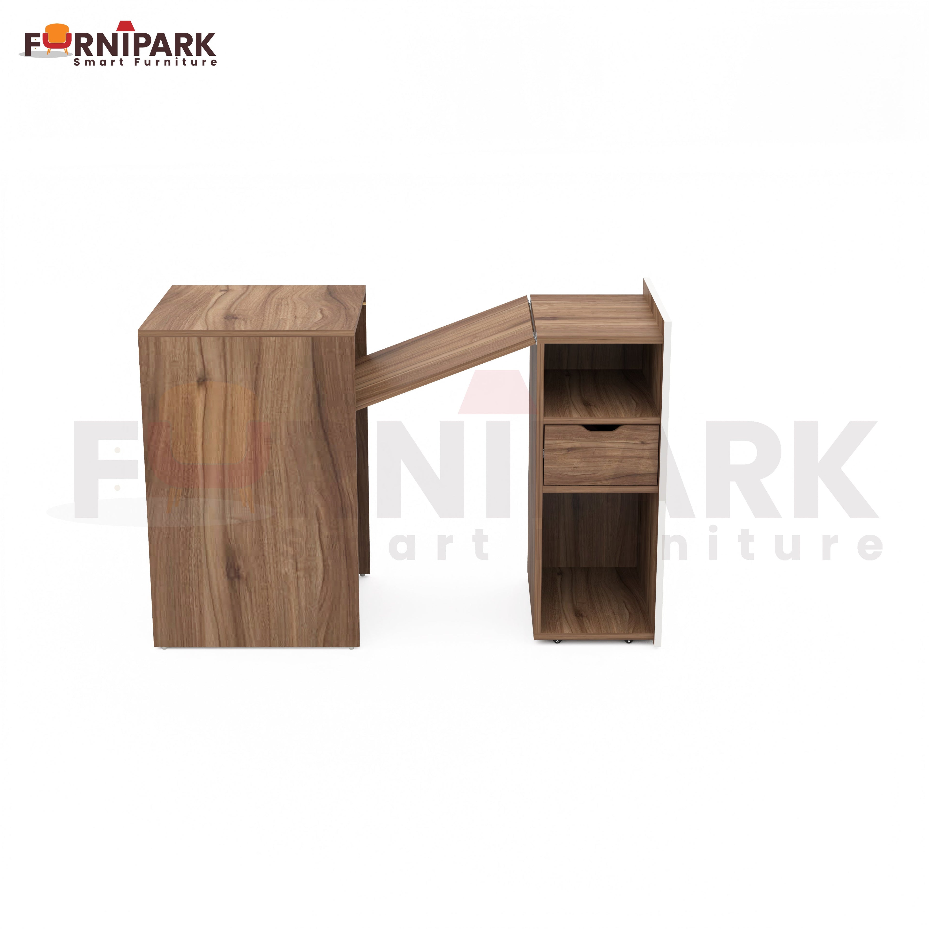 Extendable Table with Drawer (Leyon Walnut)