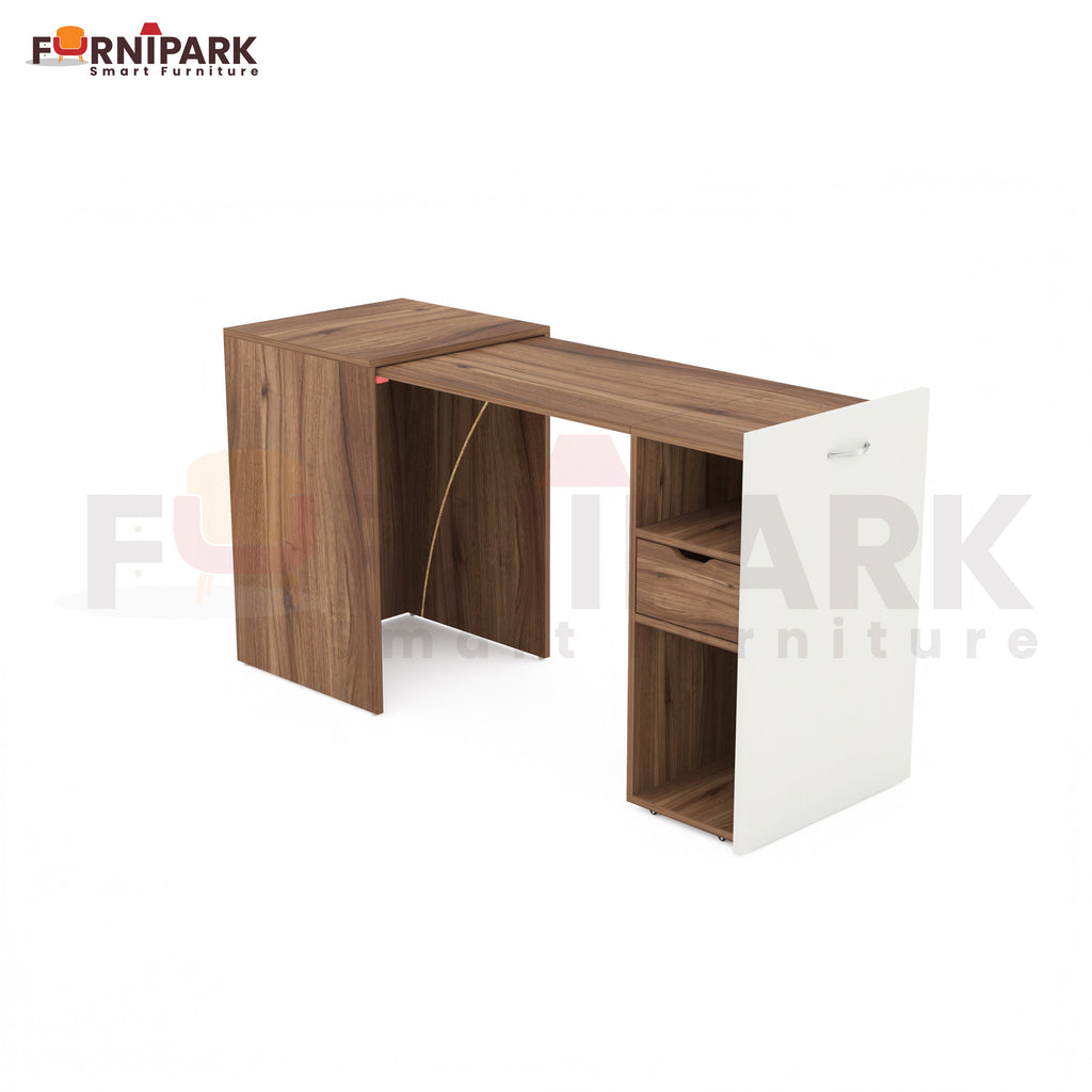 Extendable Table with Drawer (Leyon Walnut)