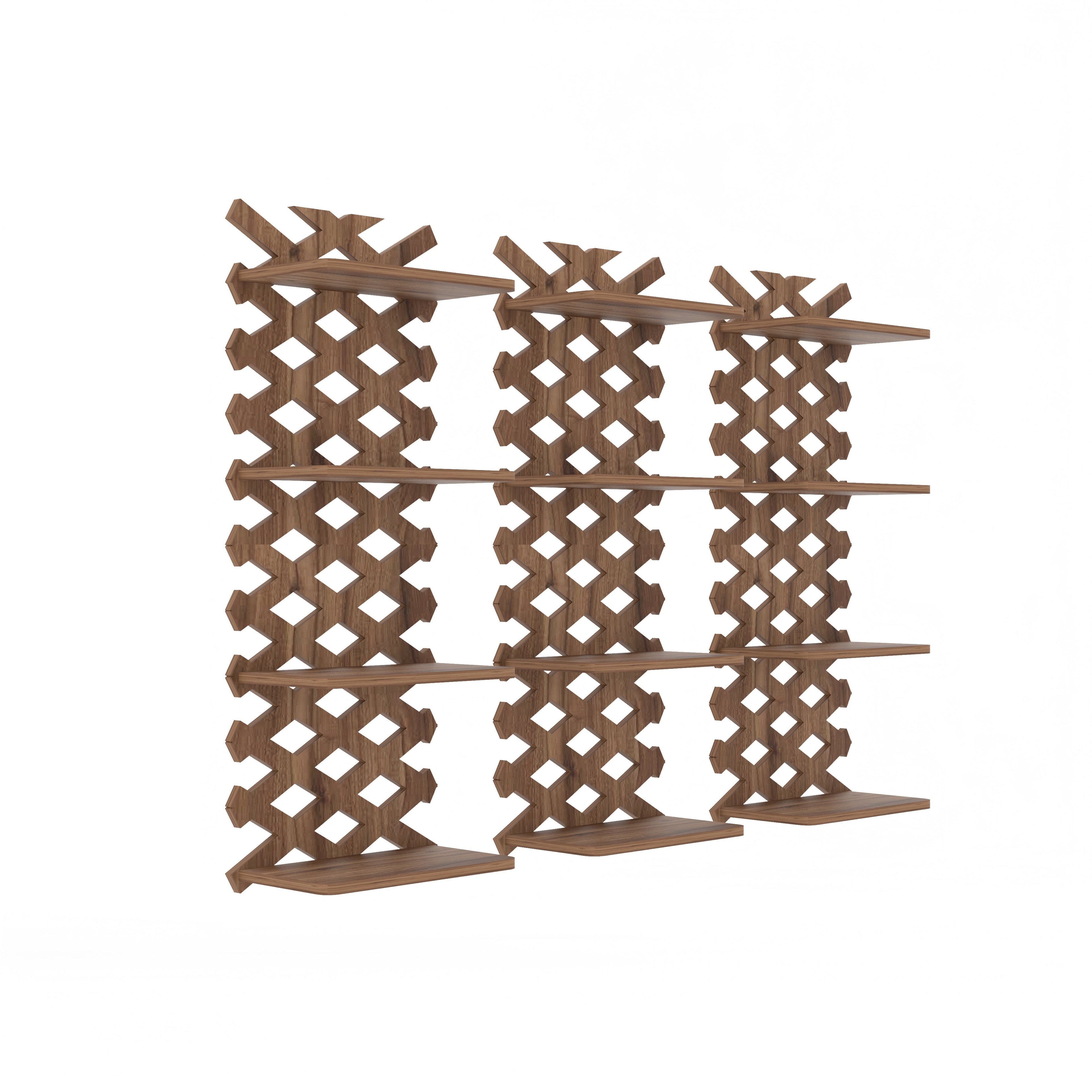 Criss Cross Decor Wall Shelf (Walnut)