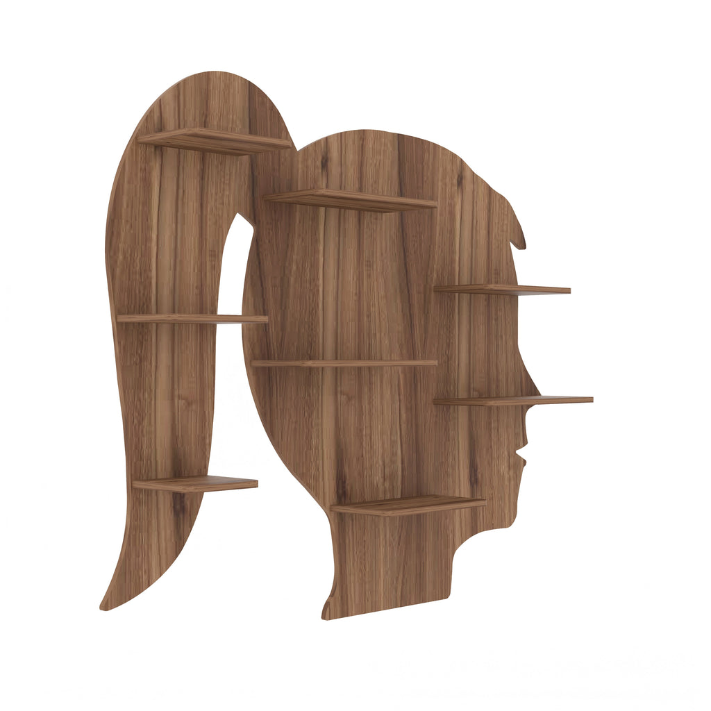 Girl Face Decor Wall Shelf (Walnut)