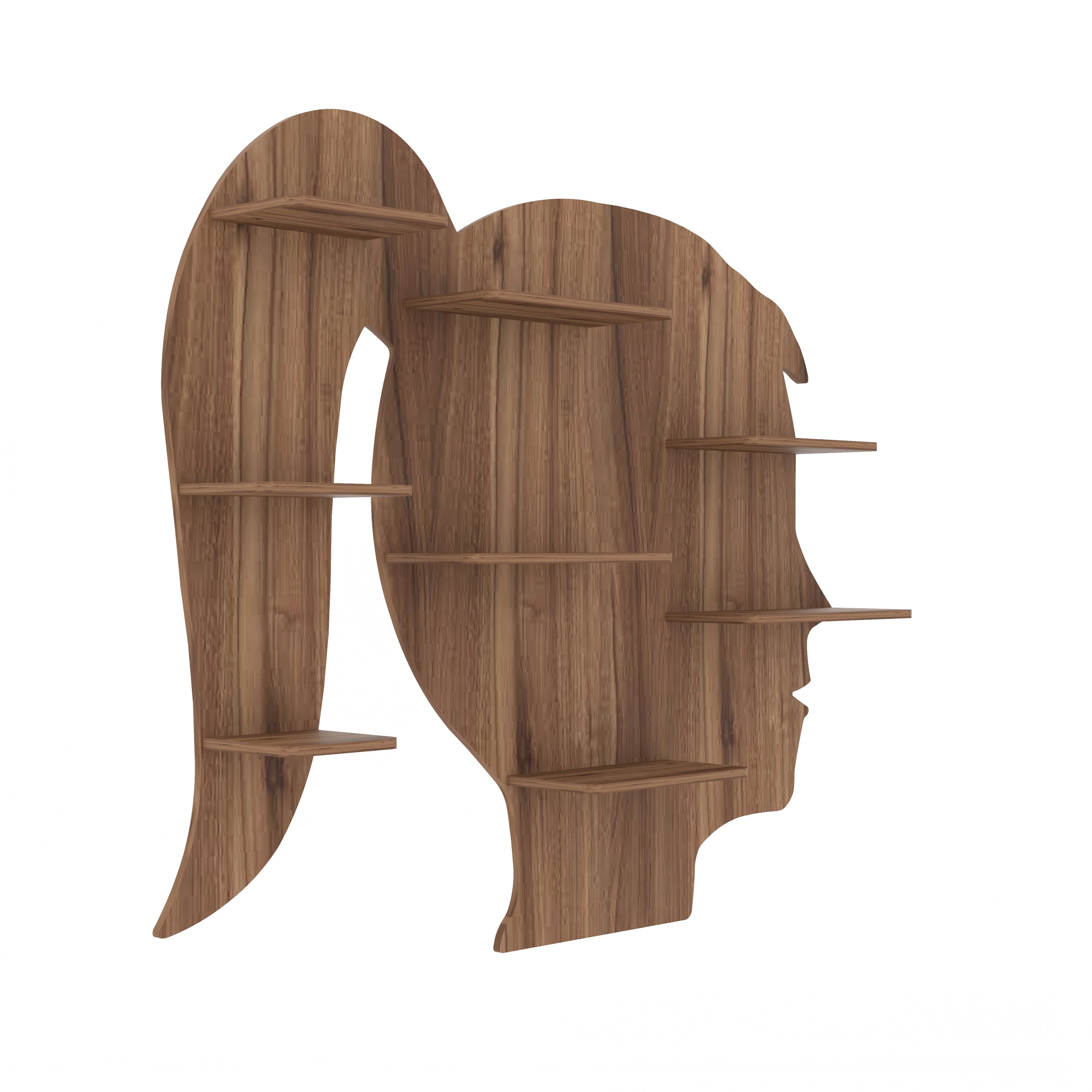 Girl Face Decor Wall Shelf (Walnut)