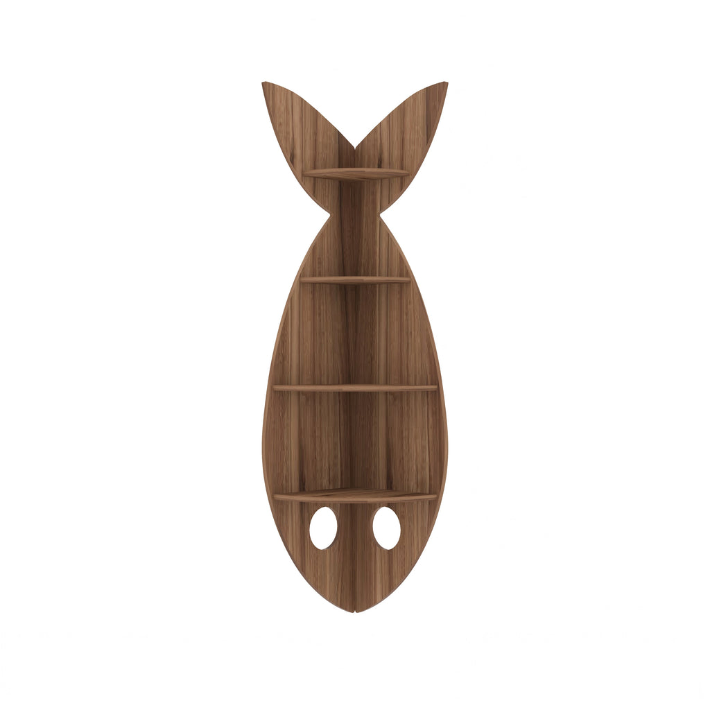 Fish Corner Decor Wall Shelf (Walnut)