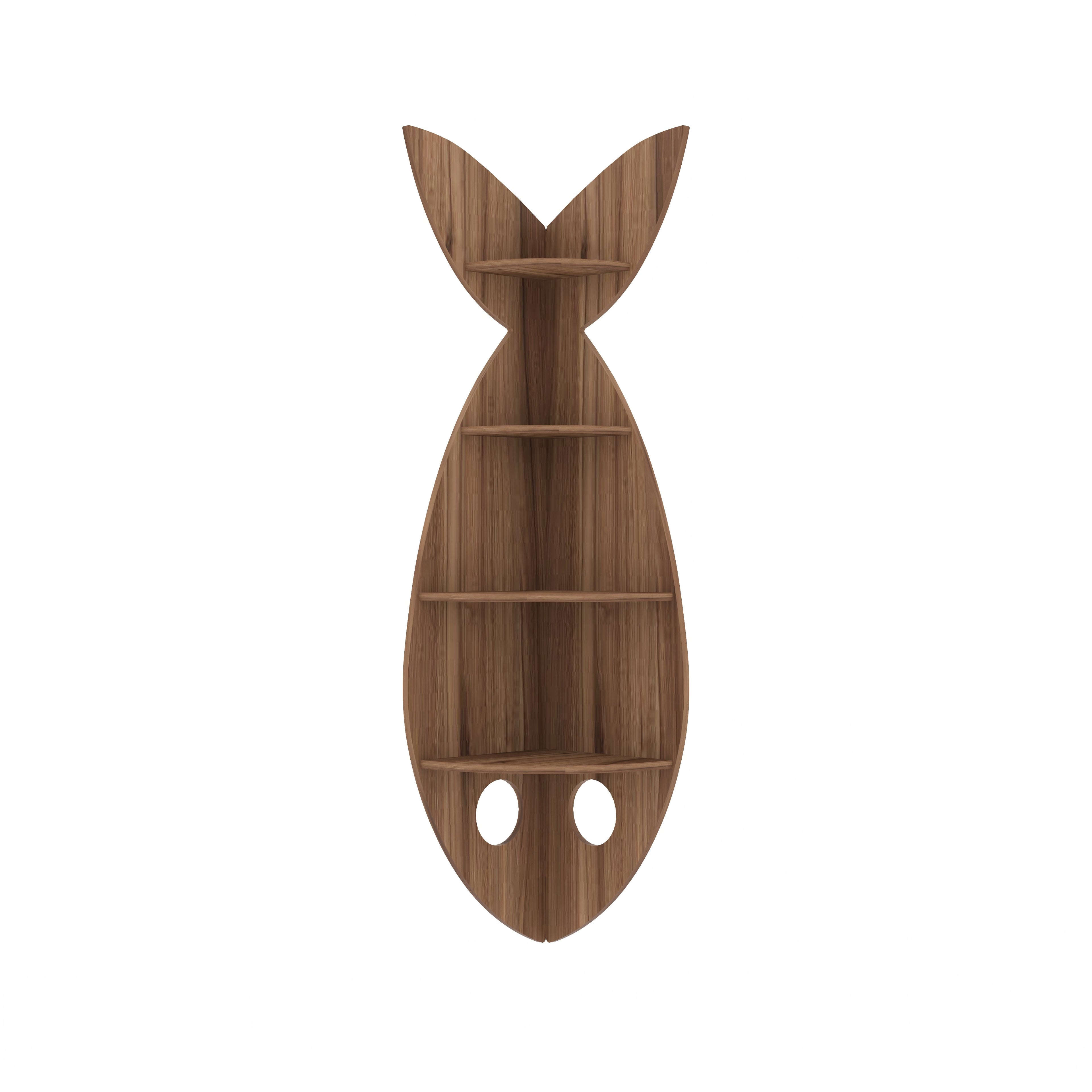 Fish Corner Decor Wall Shelf (Walnut)