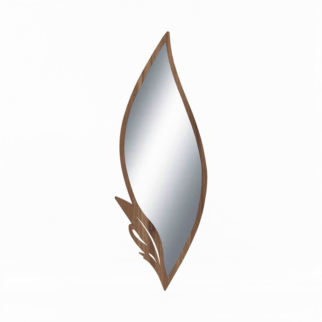 Slender Leaf Vanity Decor Wall Mirror (Walnut)
