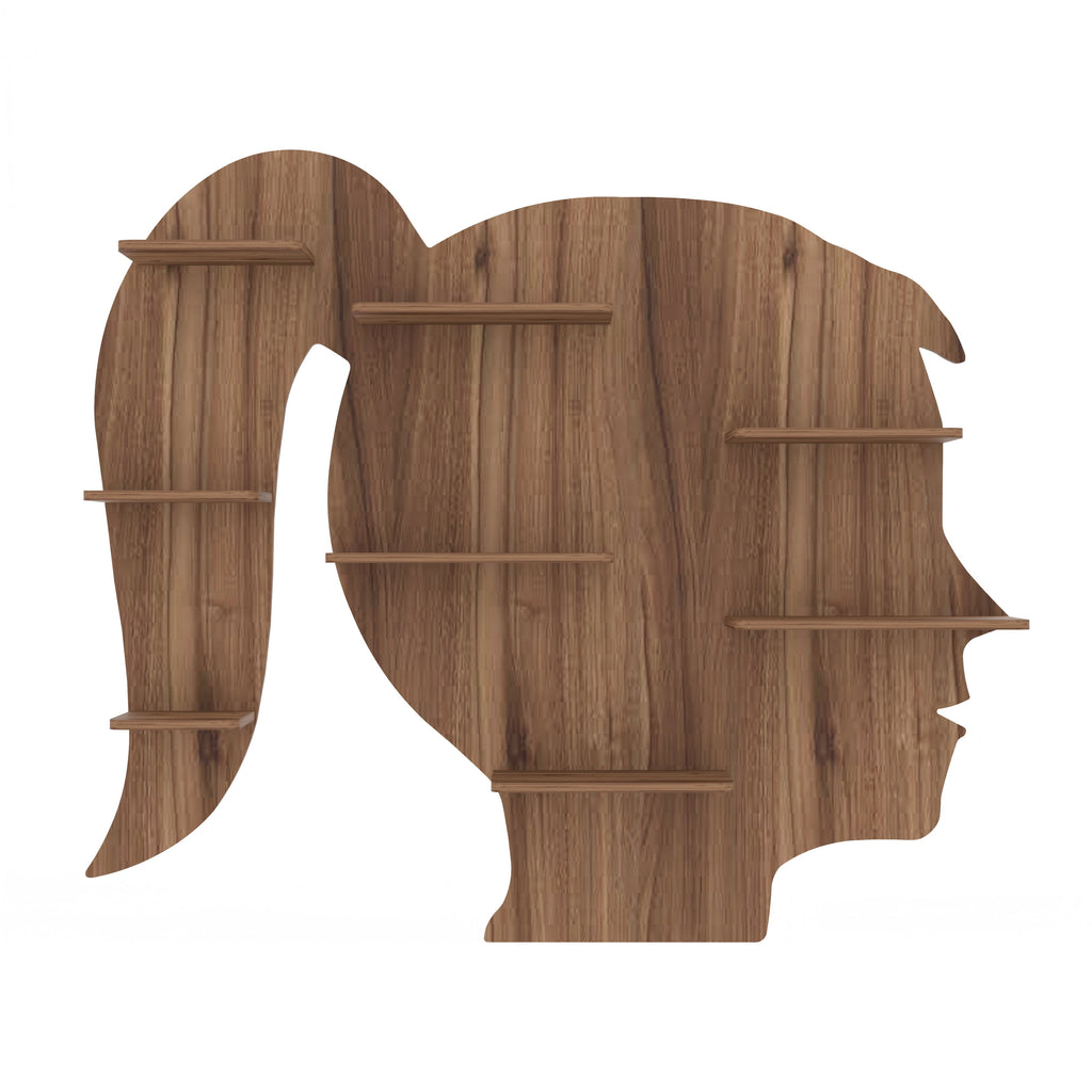 Girl Face Decor Wall Shelf (Walnut)