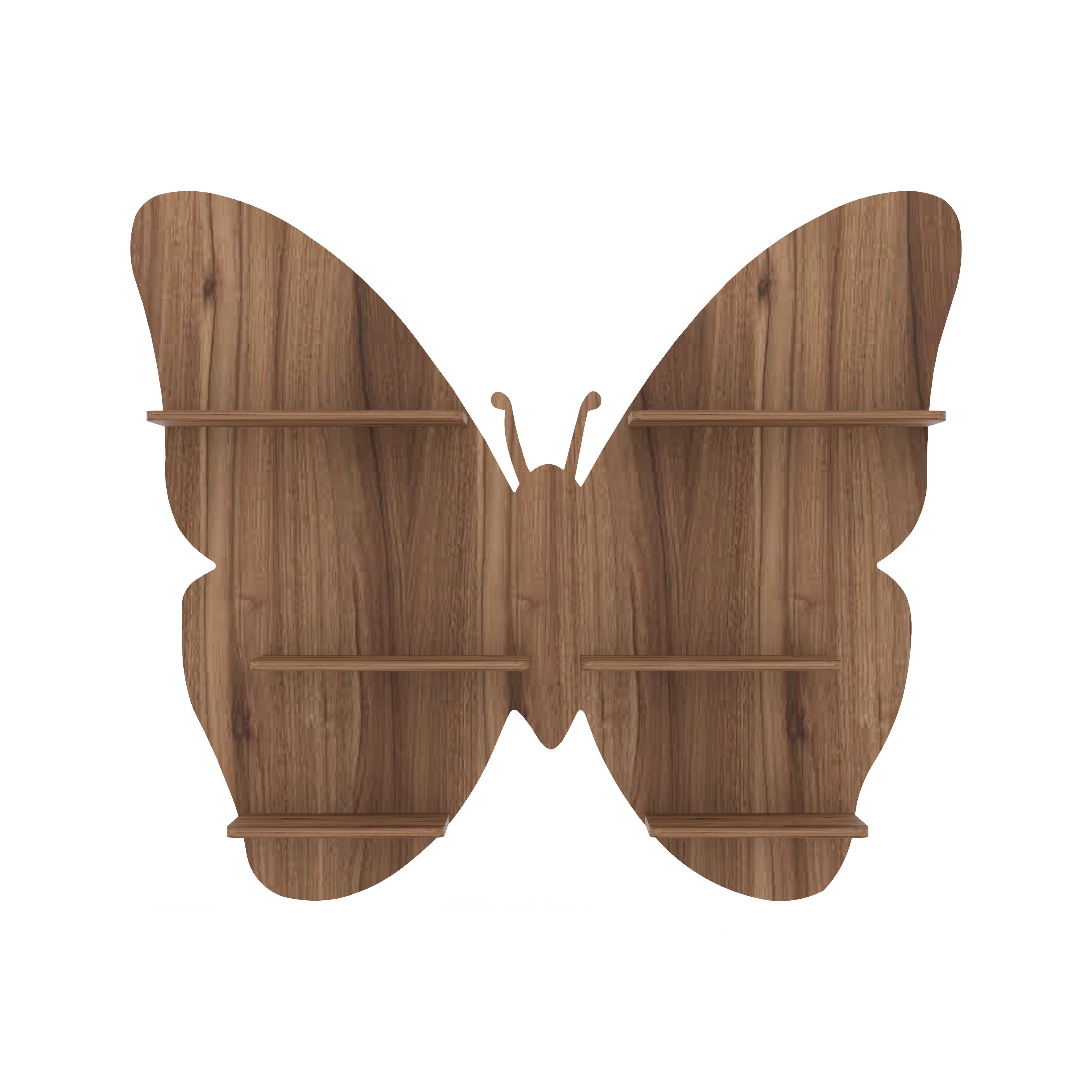 Butterfly Decor Wall Shelf (Walnut)