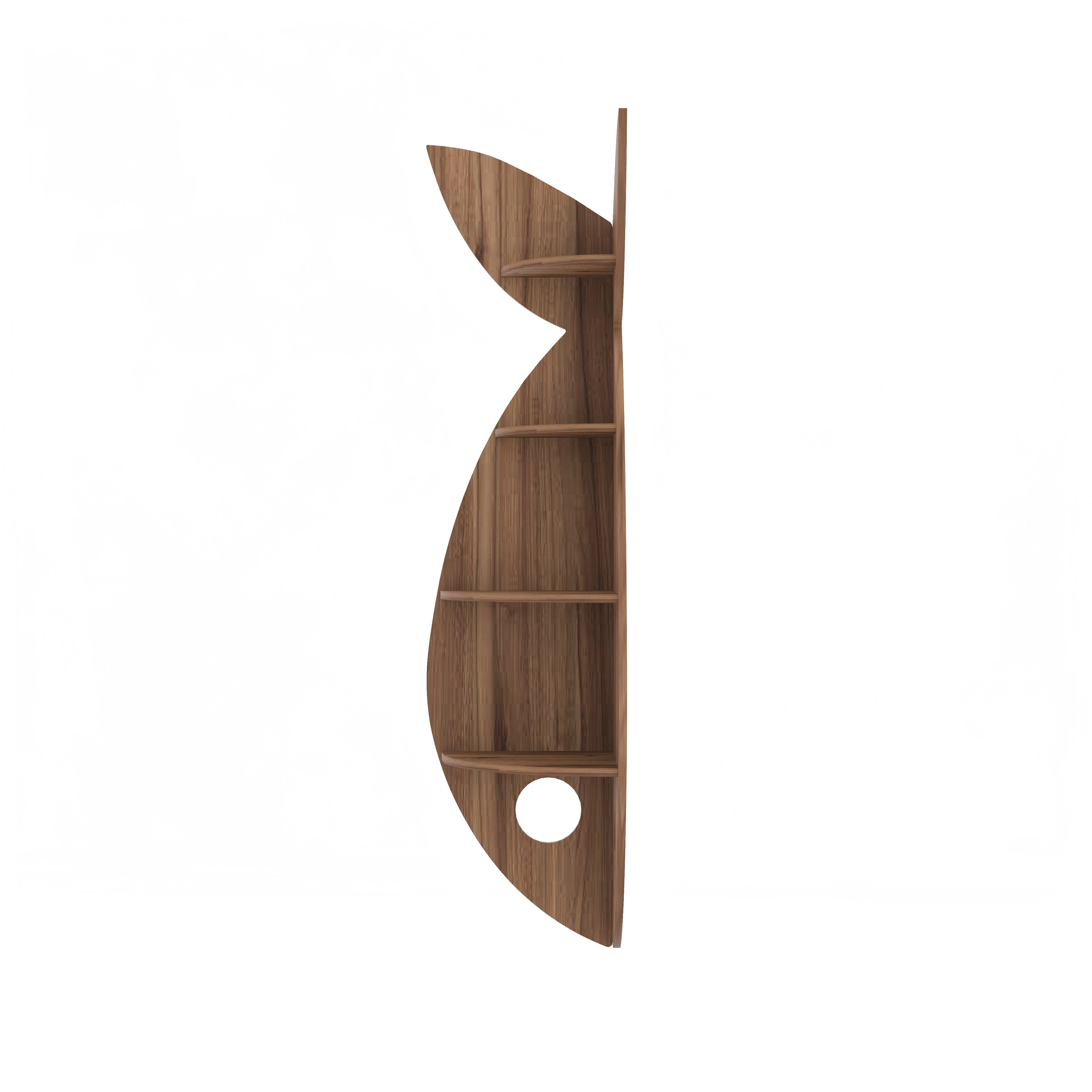 Fish Corner Decor Wall Shelf (Walnut)