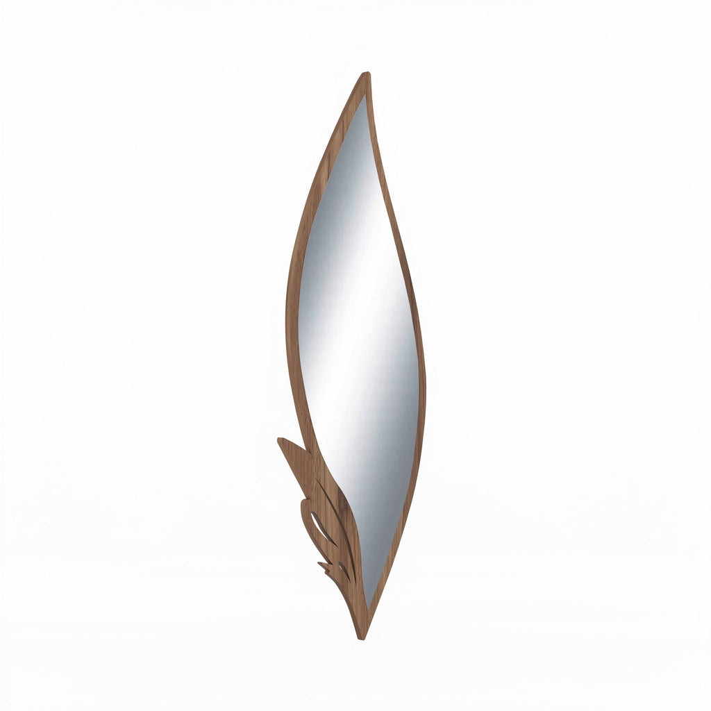 Slender Leaf Vanity Decor Wall Mirror (Walnut)