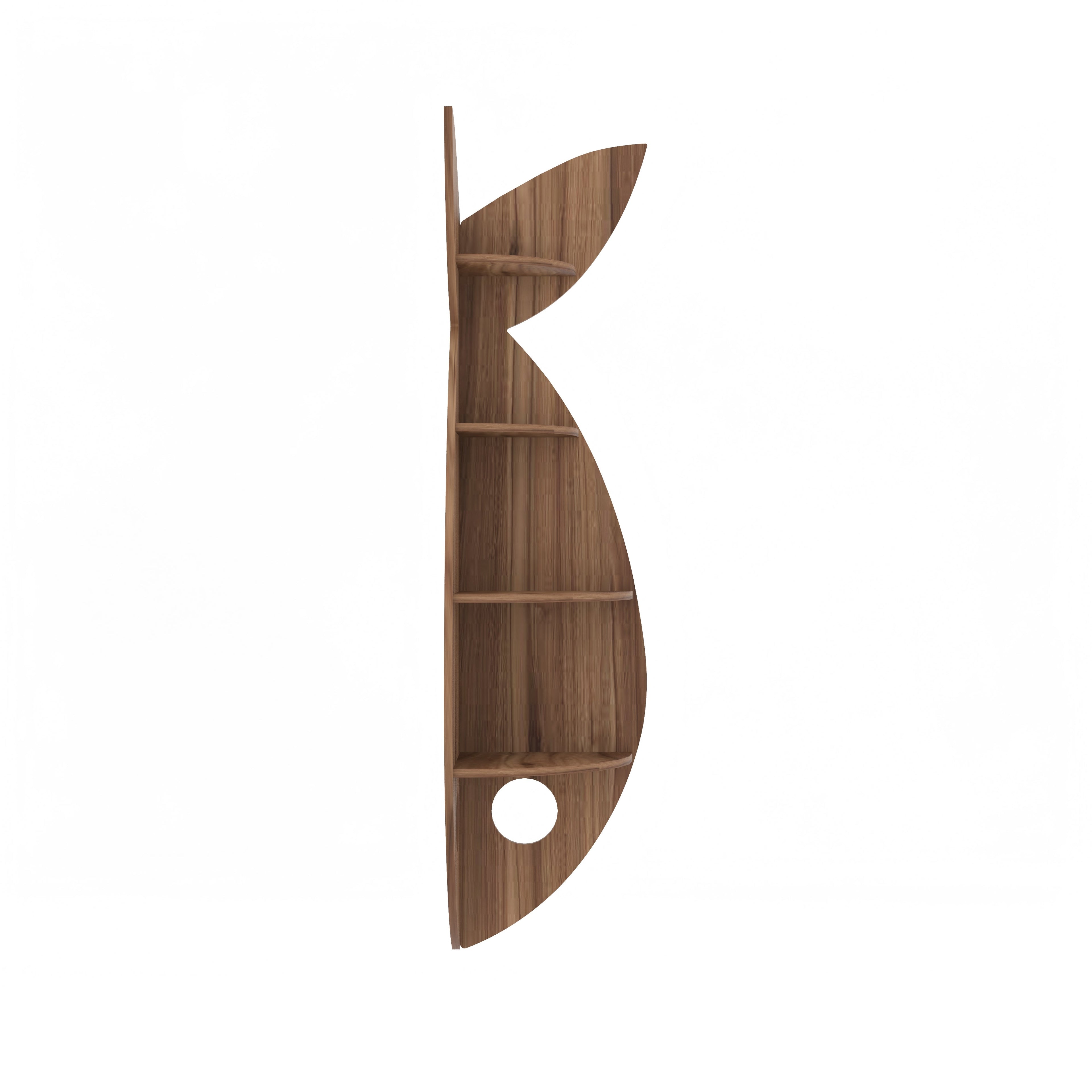 Fish Corner Decor Wall Shelf (Walnut)