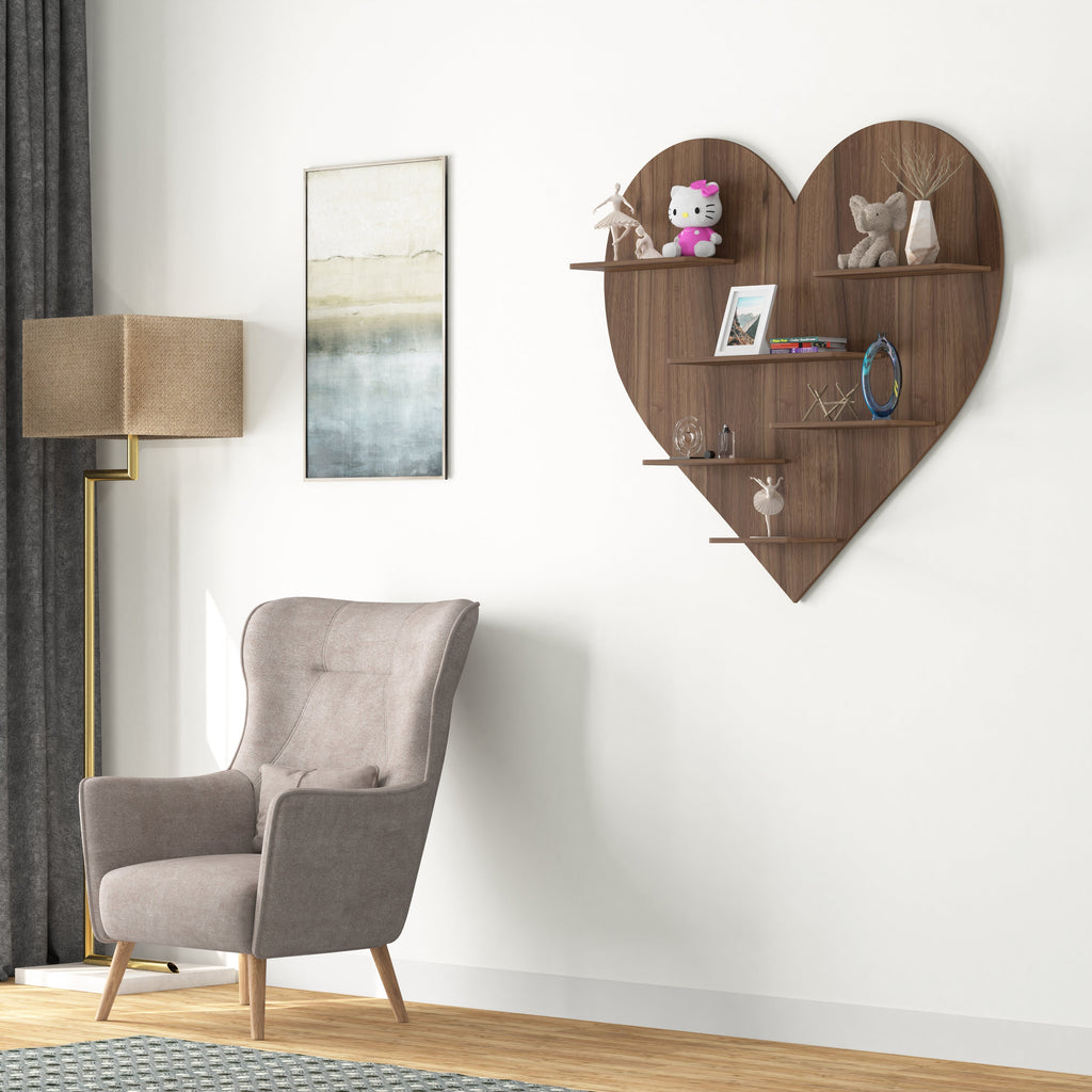 Heart Decor Wall Shelf (Walnut)