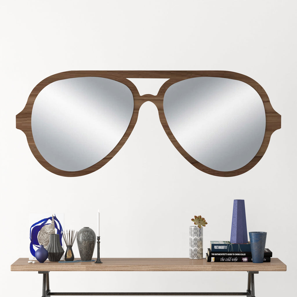 Beautiful Sunglasses Decor Wall Mirror (Walnut)