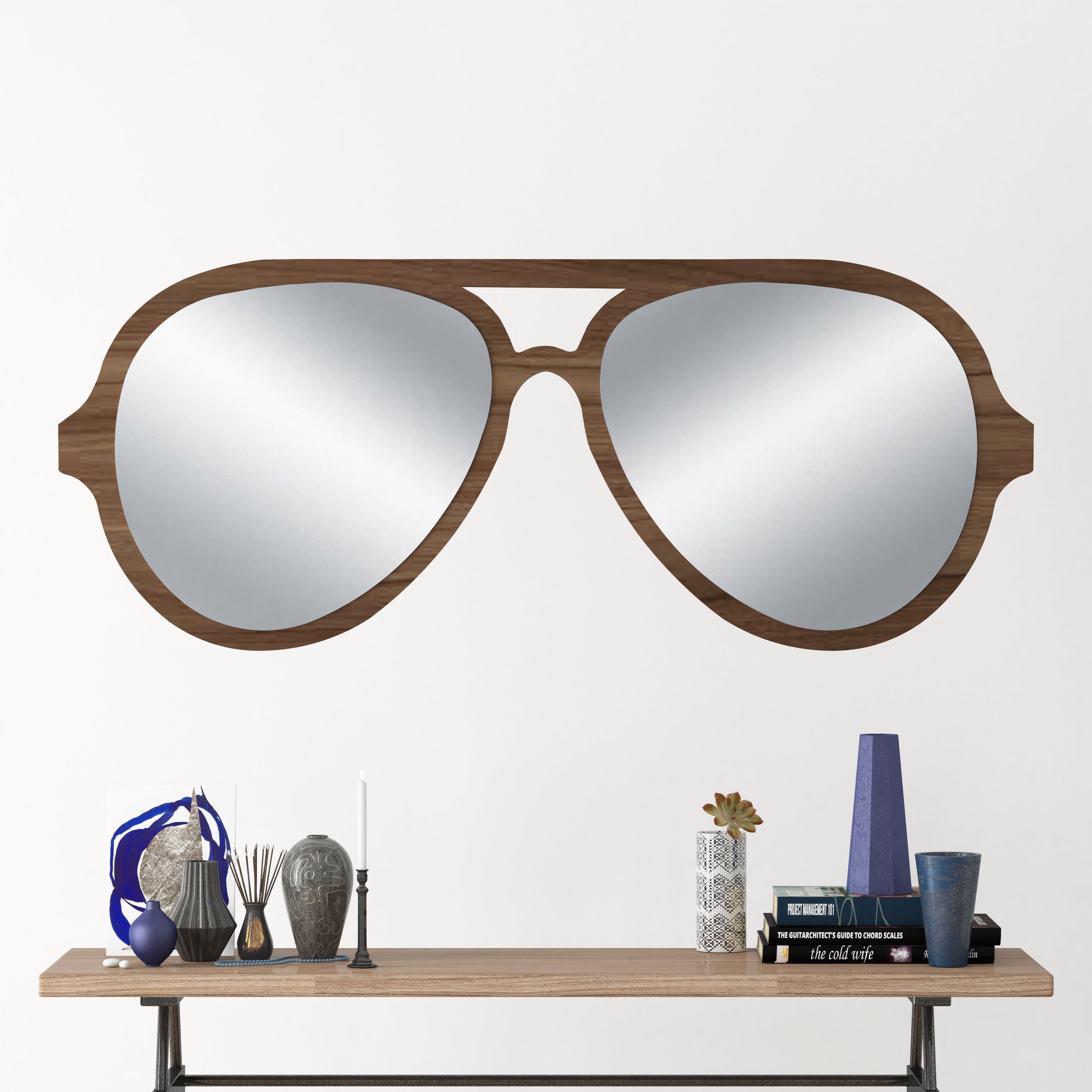 Beautiful Sunglasses Decor Wall Mirror (Walnut)