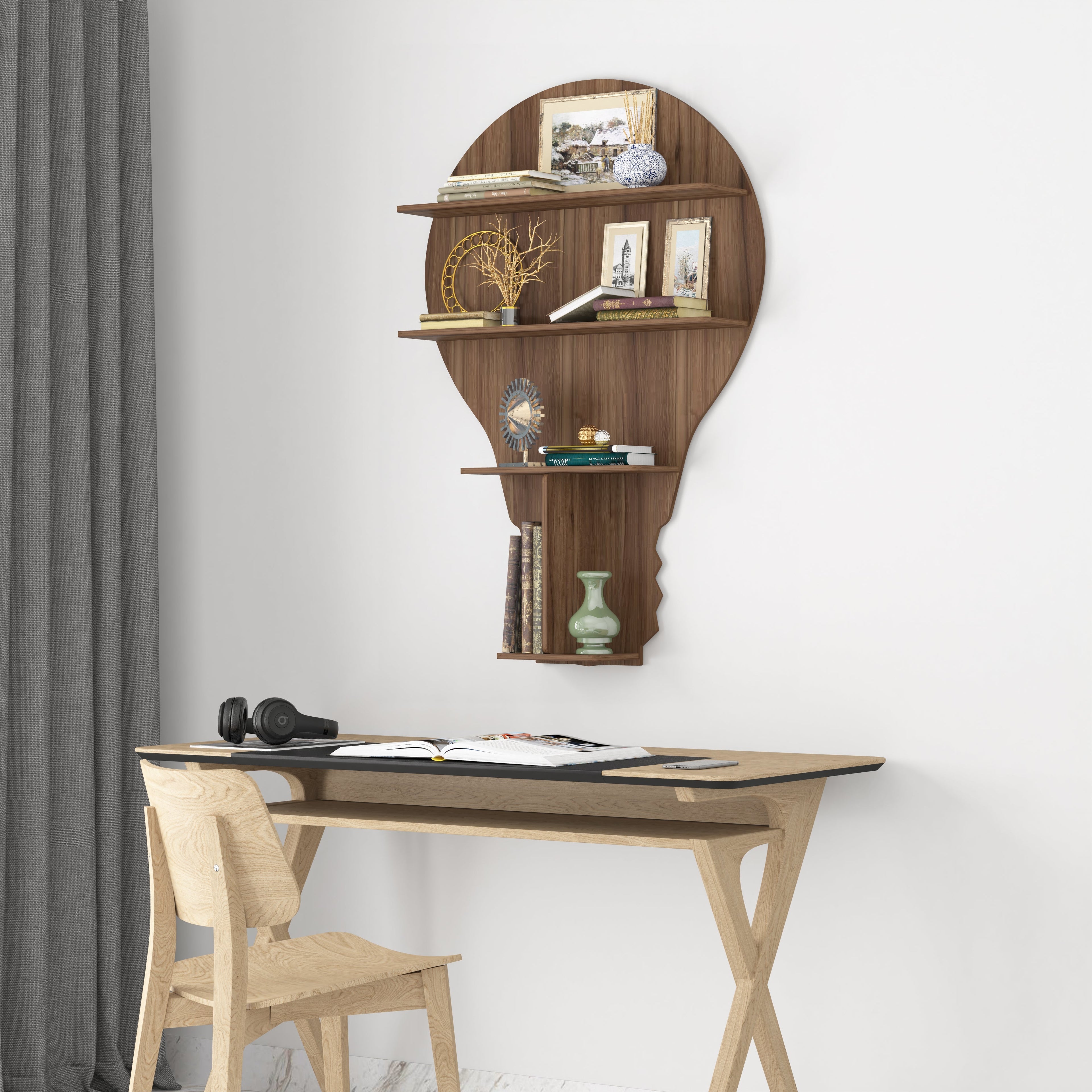 Bulb Decor Wall Shelf (Walnut)