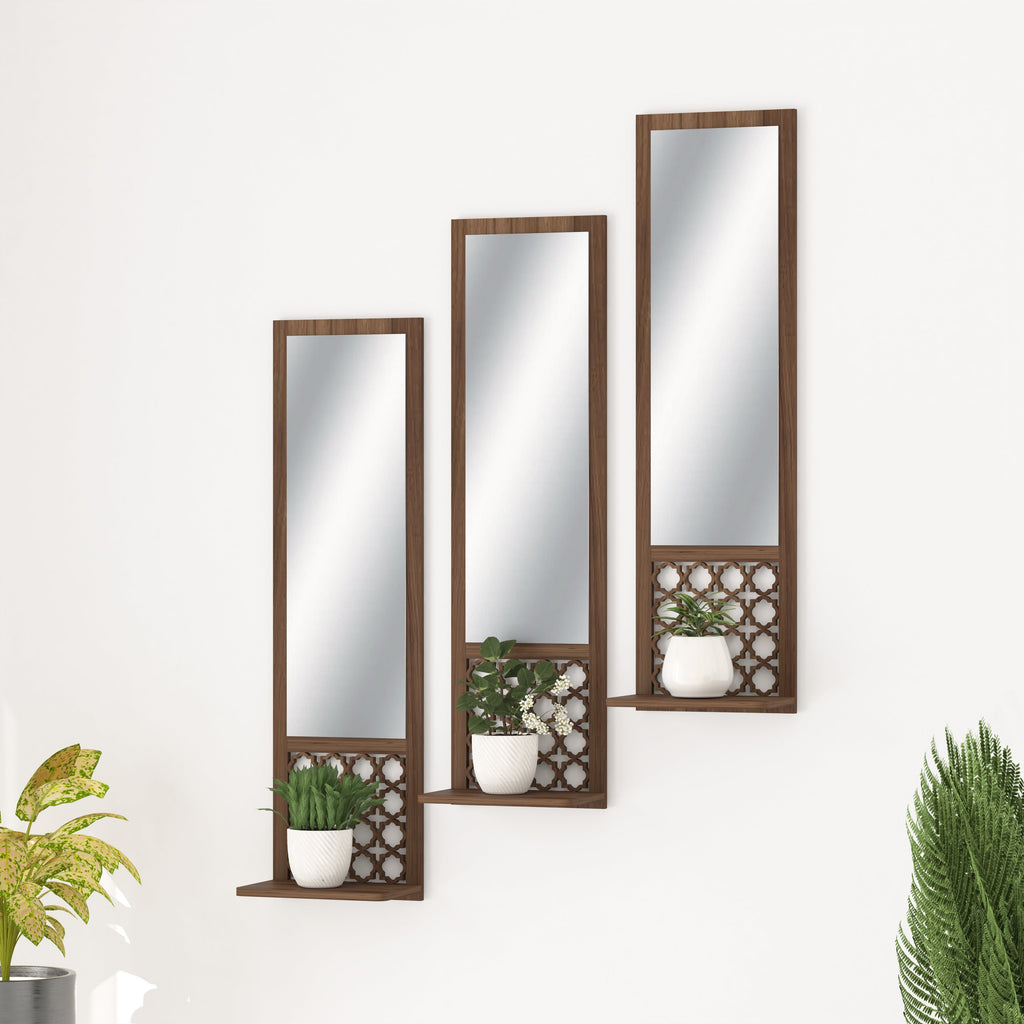 Moroccan Long Decor Wall Mirror (Walnut)