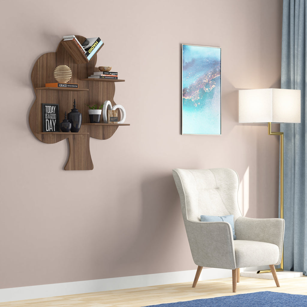 Tree Decor Wall Shelf (Walnut)