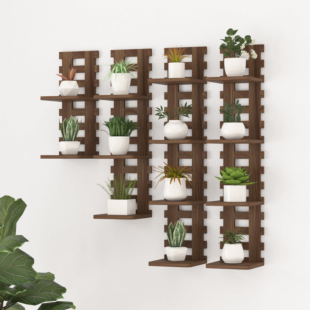 Oval Orange Balcony Railing Decor Wall Shelf (Walnut)