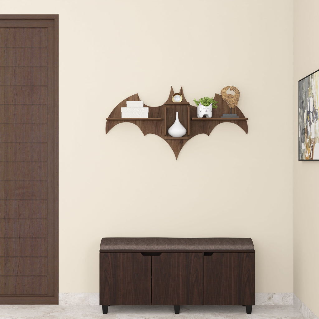 Bat Decor Wall Shelf (Walnut)