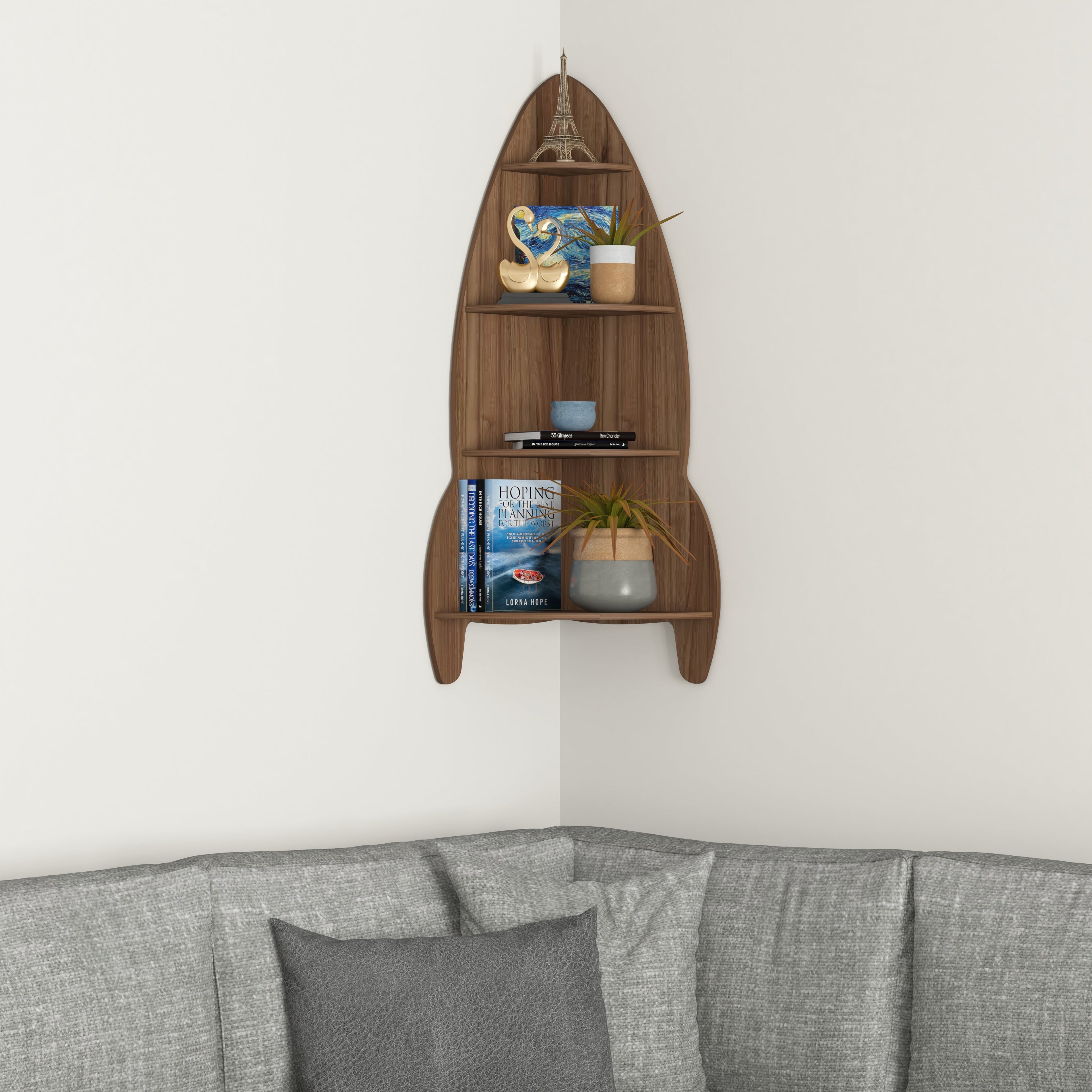 Rocket Decor Wall Shelf (Walnut)