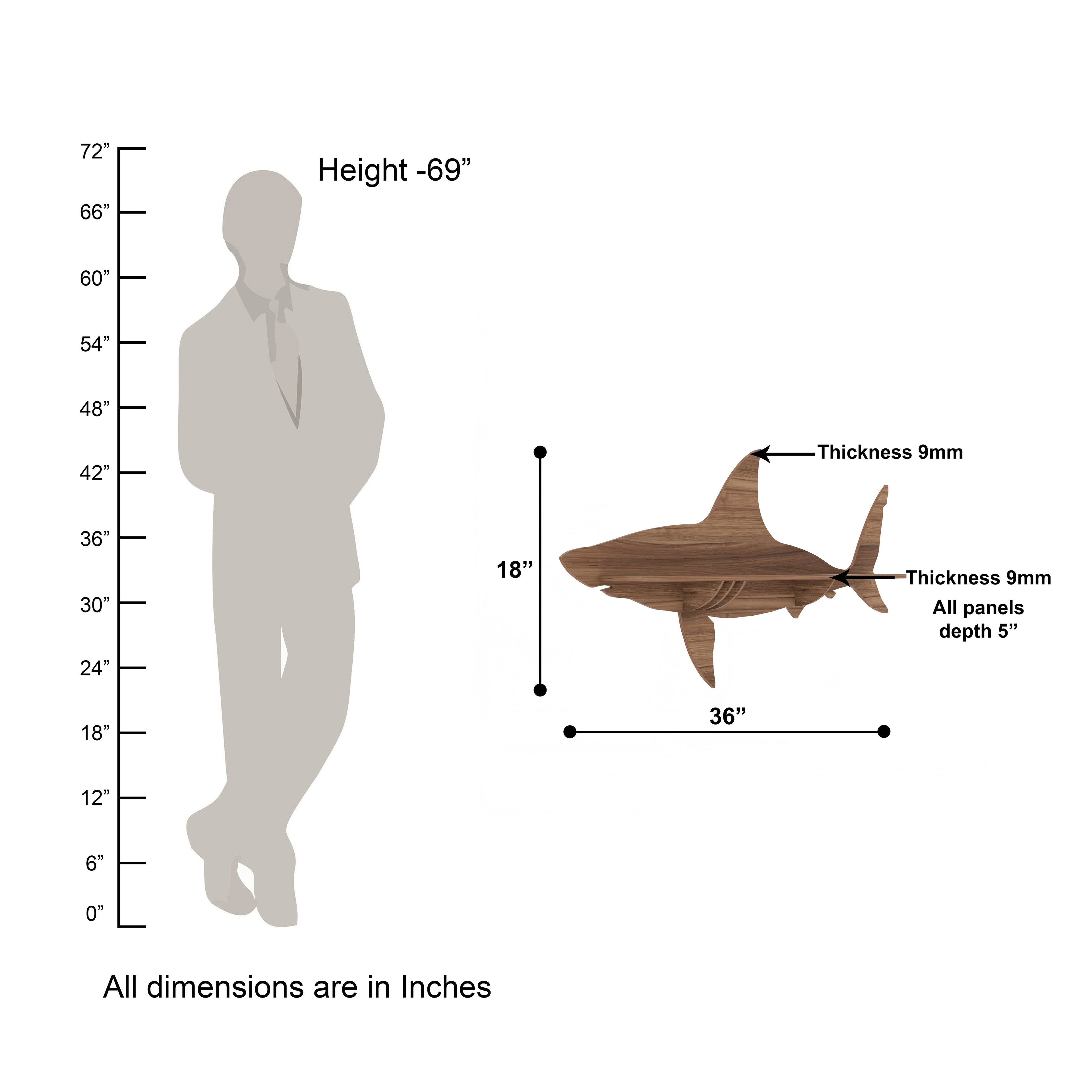 Shark Decor Wall Shelf (Walnut)