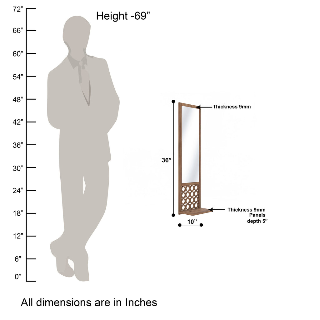 Moroccan Long Decor Wall Mirror (Walnut)