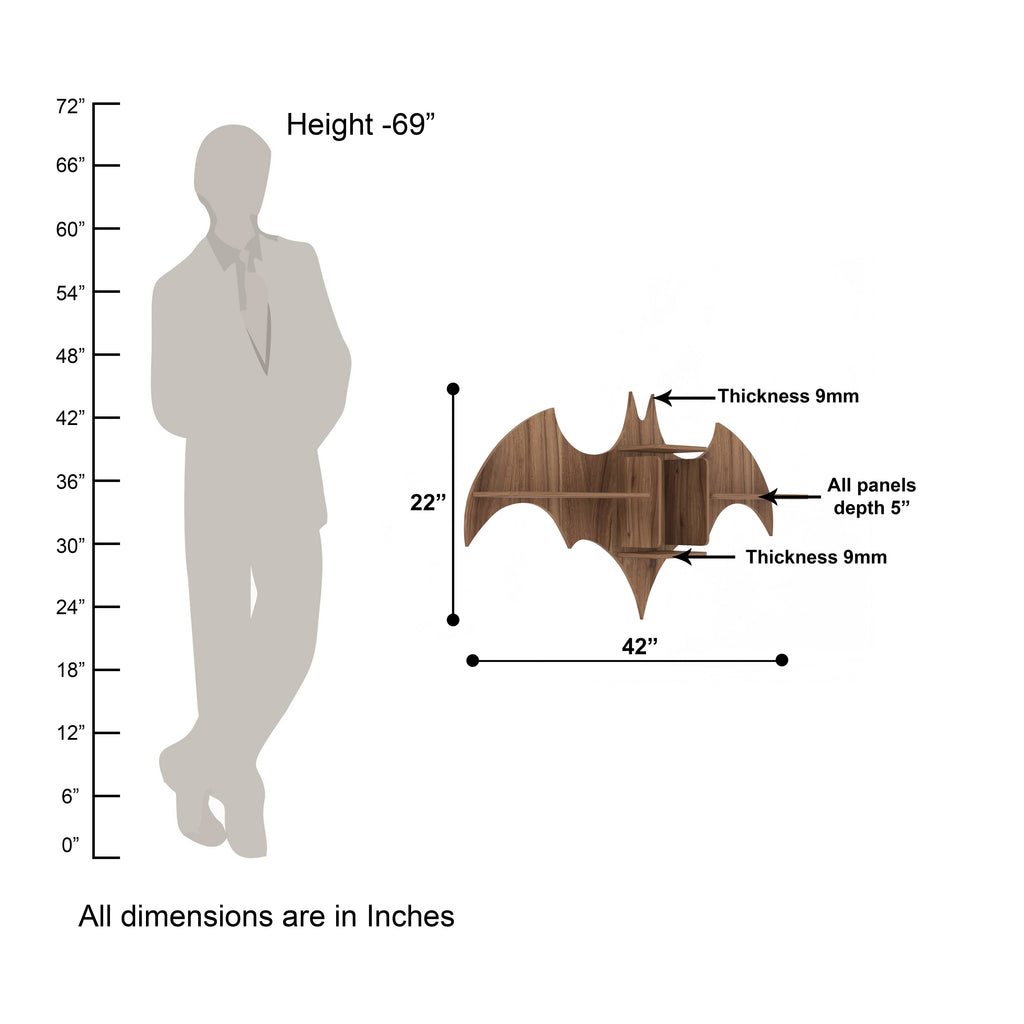 Bat Decor Wall Shelf (Walnut)