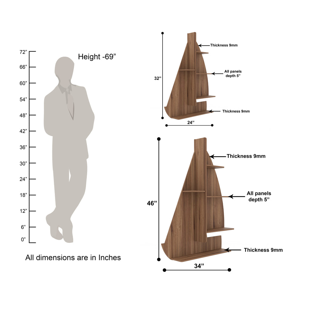 Ship Decor Wall Shelf (Walnut)