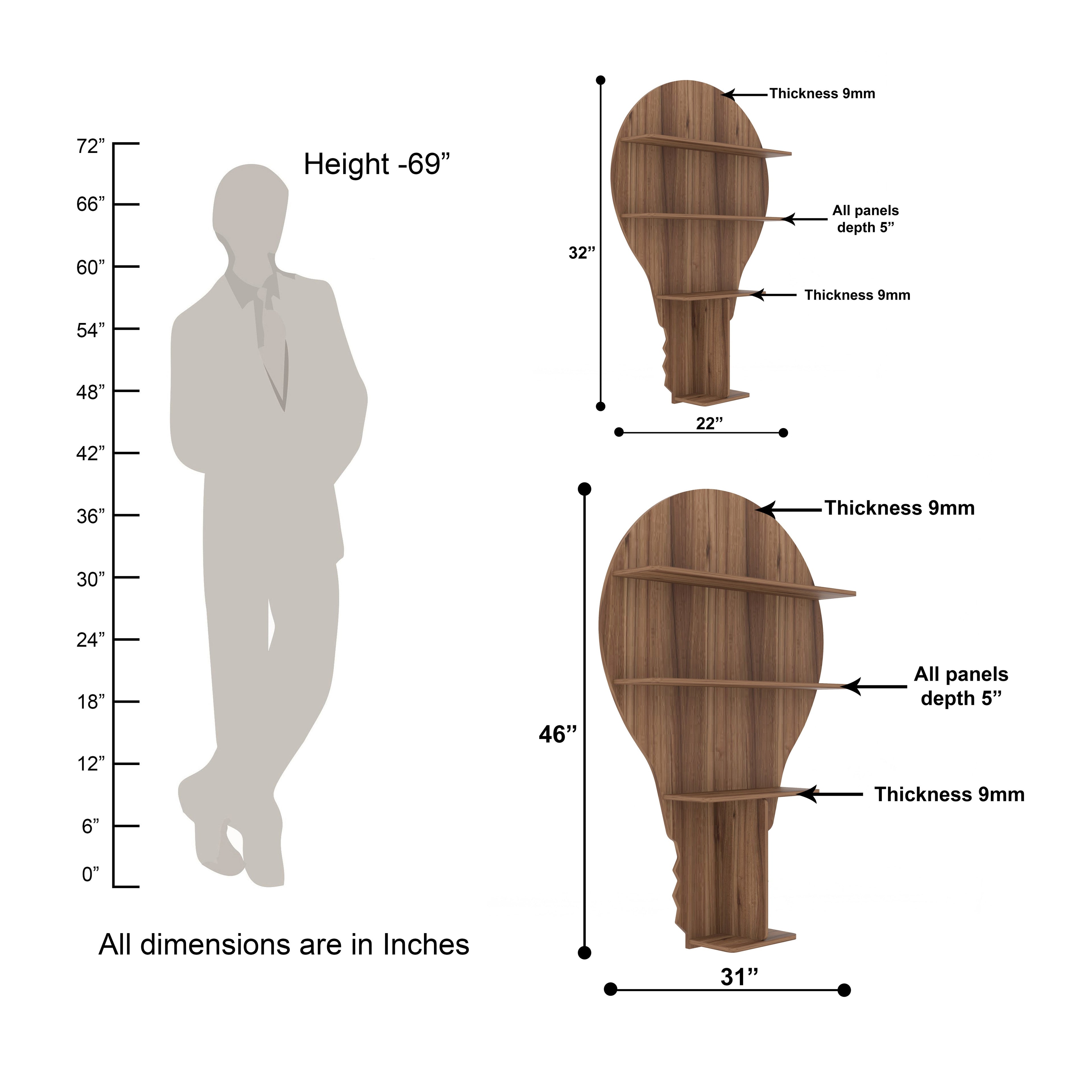 Bulb Decor Wall Shelf (Walnut)