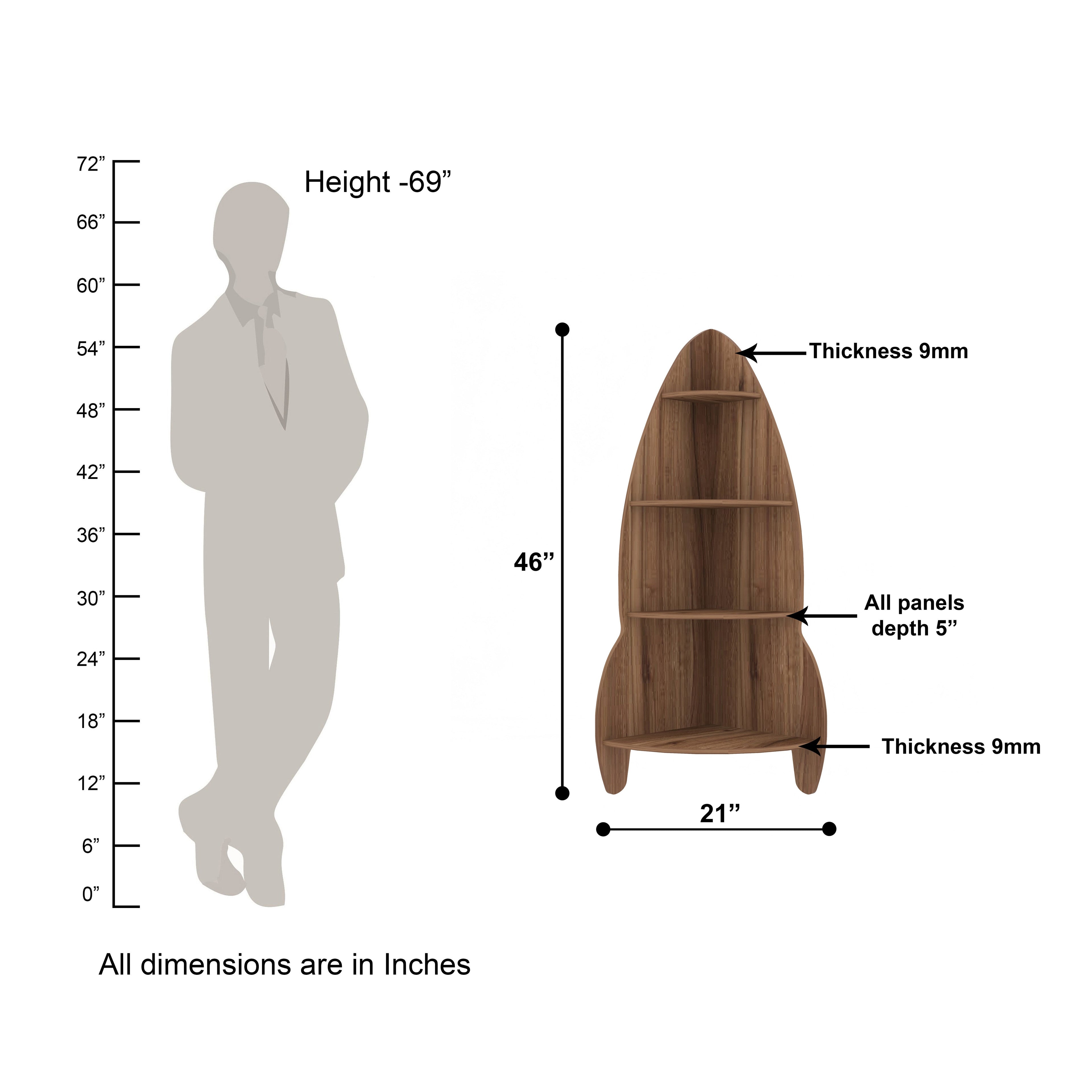 Rocket Decor Wall Shelf (Walnut)