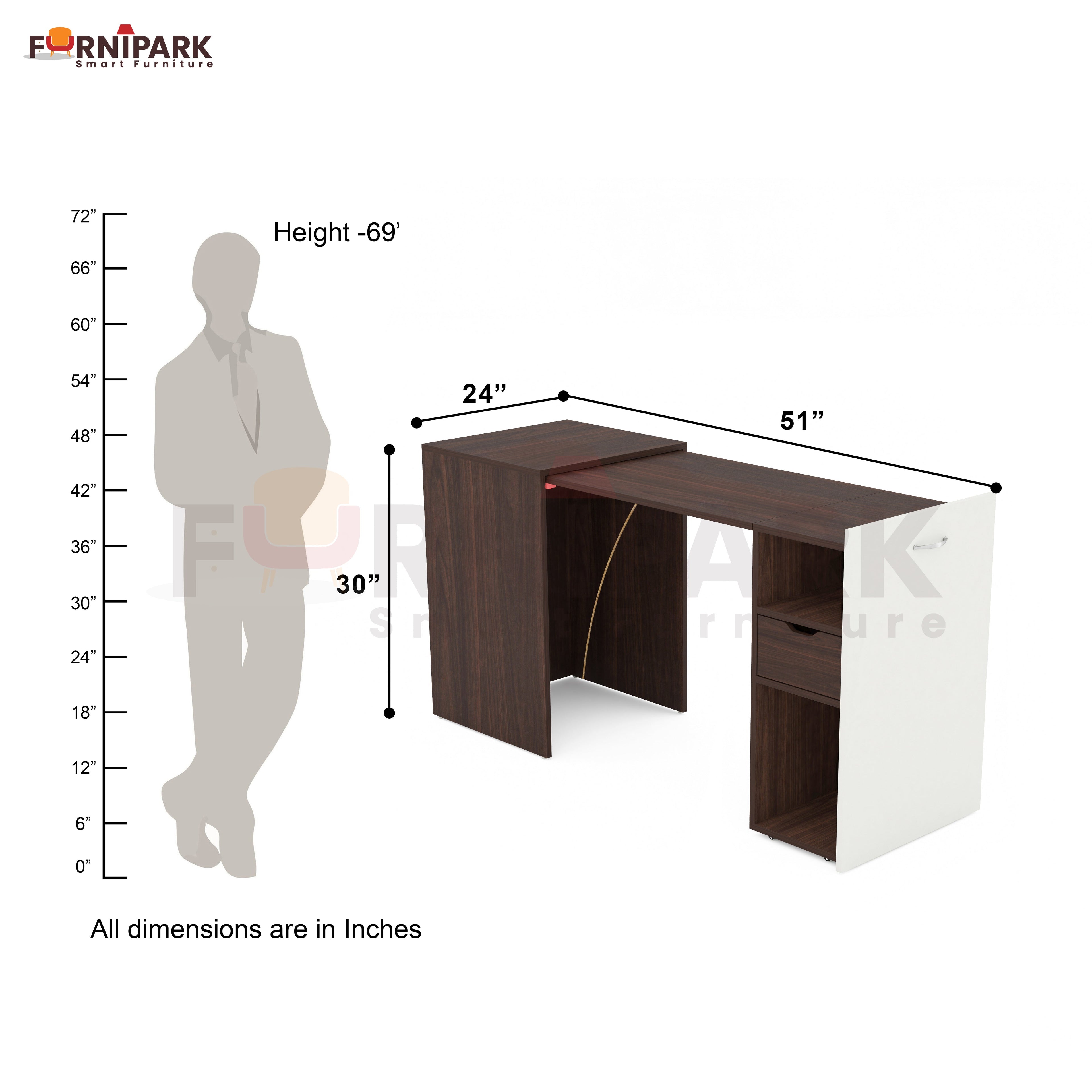 Extendable Table with Drawer (Redica Walnut)