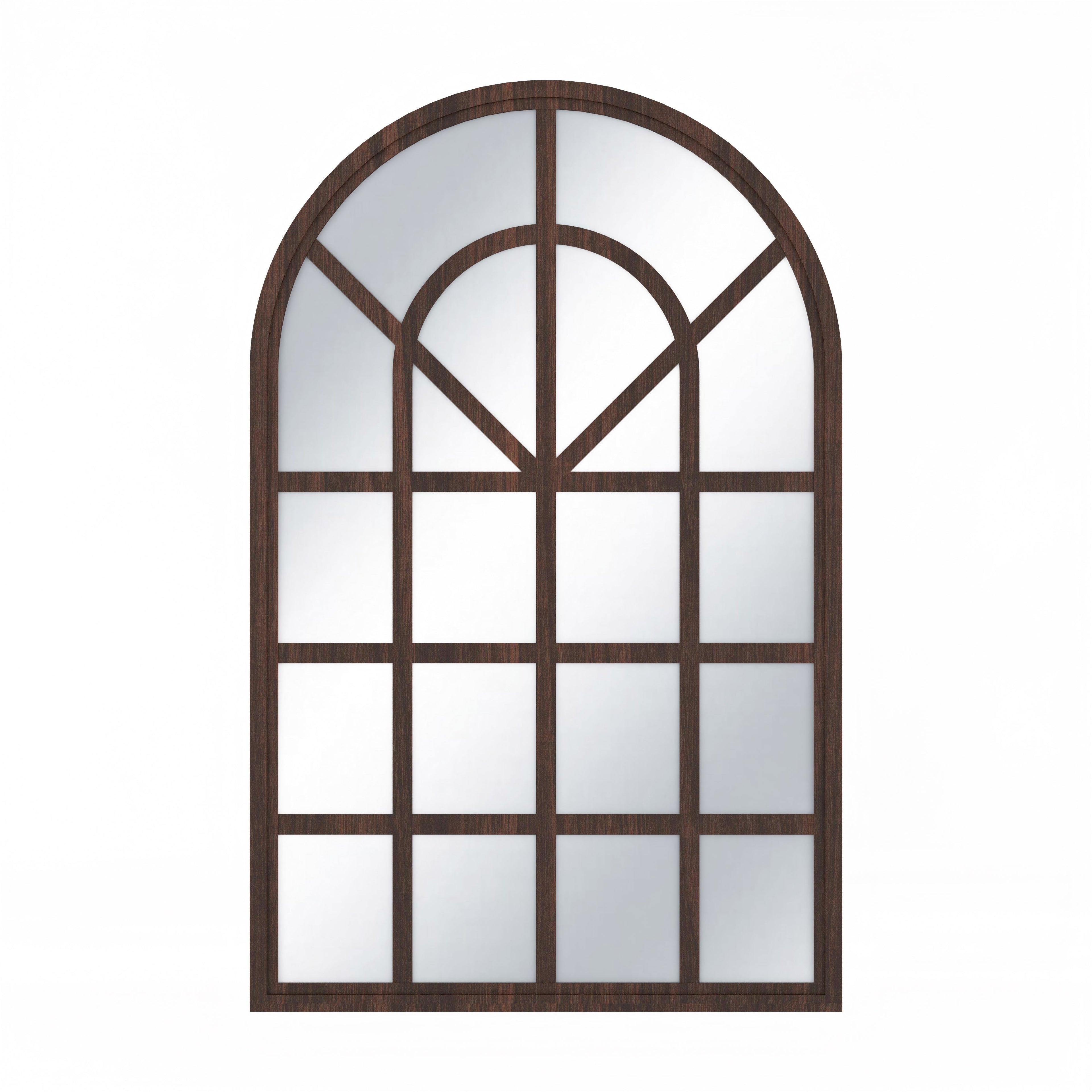 European Arch Motif Window Frame Decor Wall Mirror (Wenge)