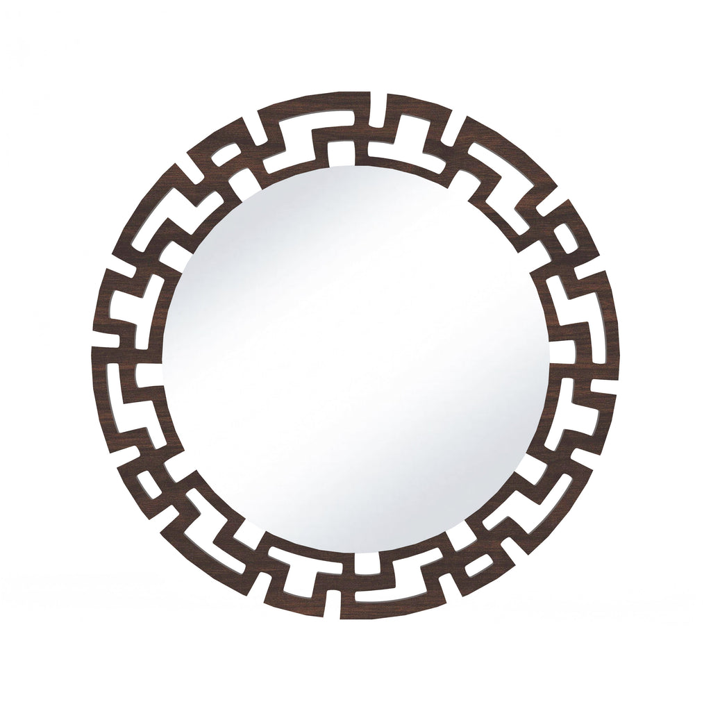 Geometric Designer Round Vanity Decor Wall Mirror (Wenge)