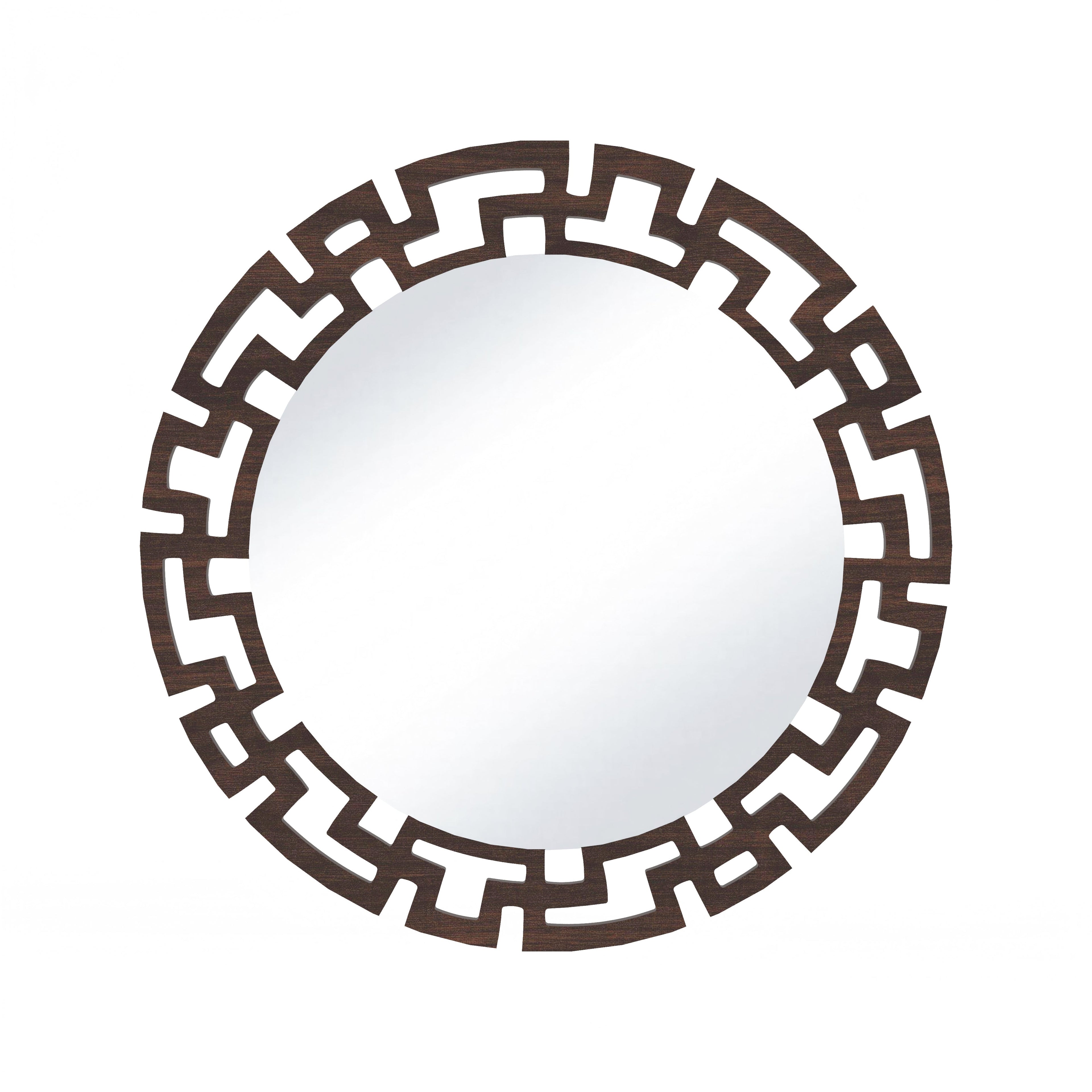 Geometric Designer Round Vanity Decor Wall Mirror (Wenge)