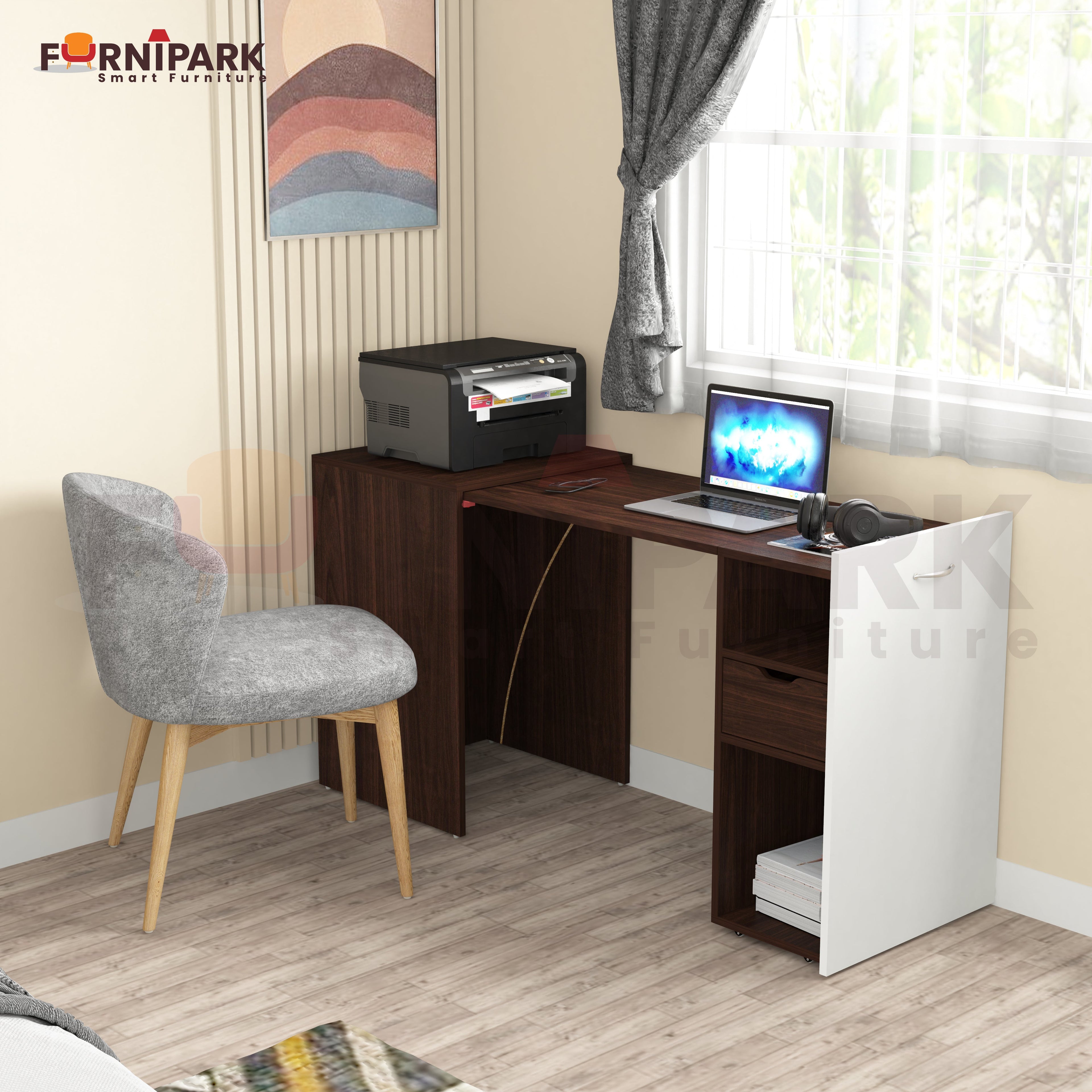 Extendable Table with Drawer (Redica Walnut)