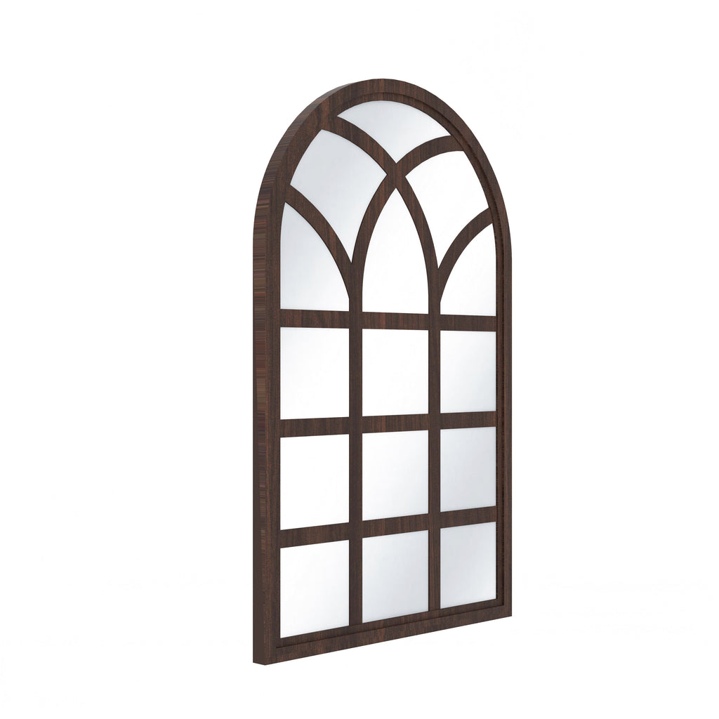 Arched Motif Window Frame Decor Wall Mirror (Wenge)