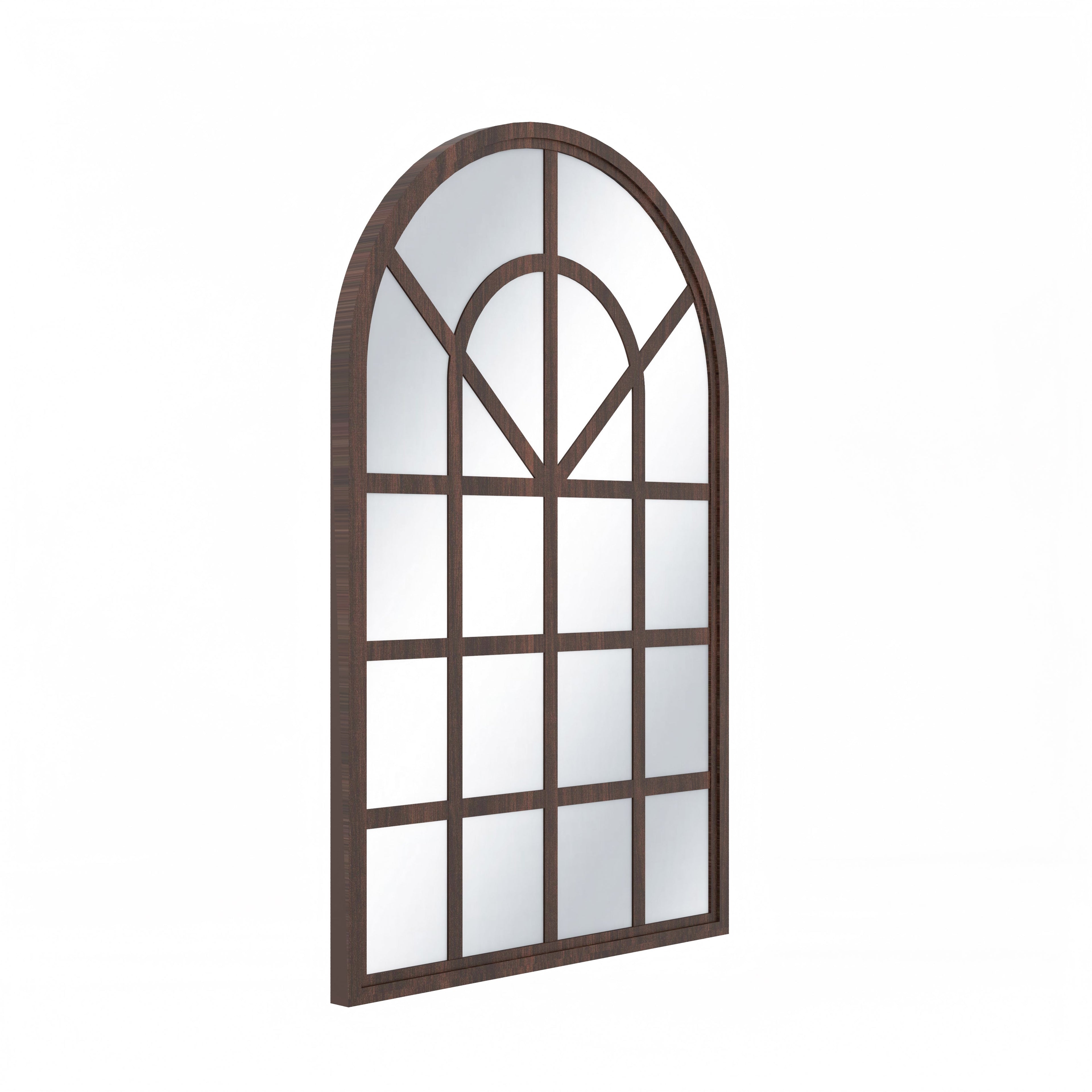 European Arch Motif Window Frame Decor Wall Mirror (Wenge)
