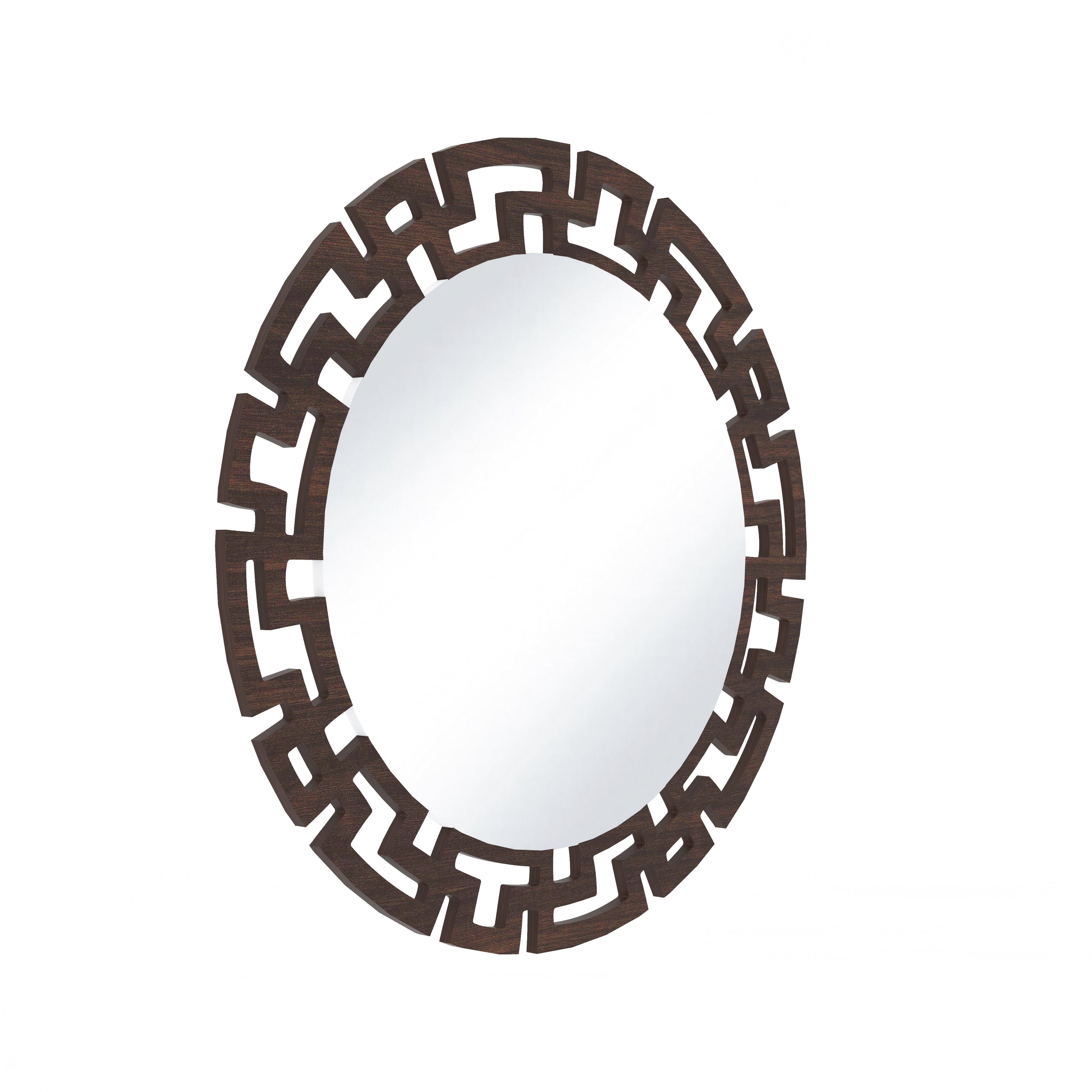 Geometric Designer Round Vanity Decor Wall Mirror (Wenge)