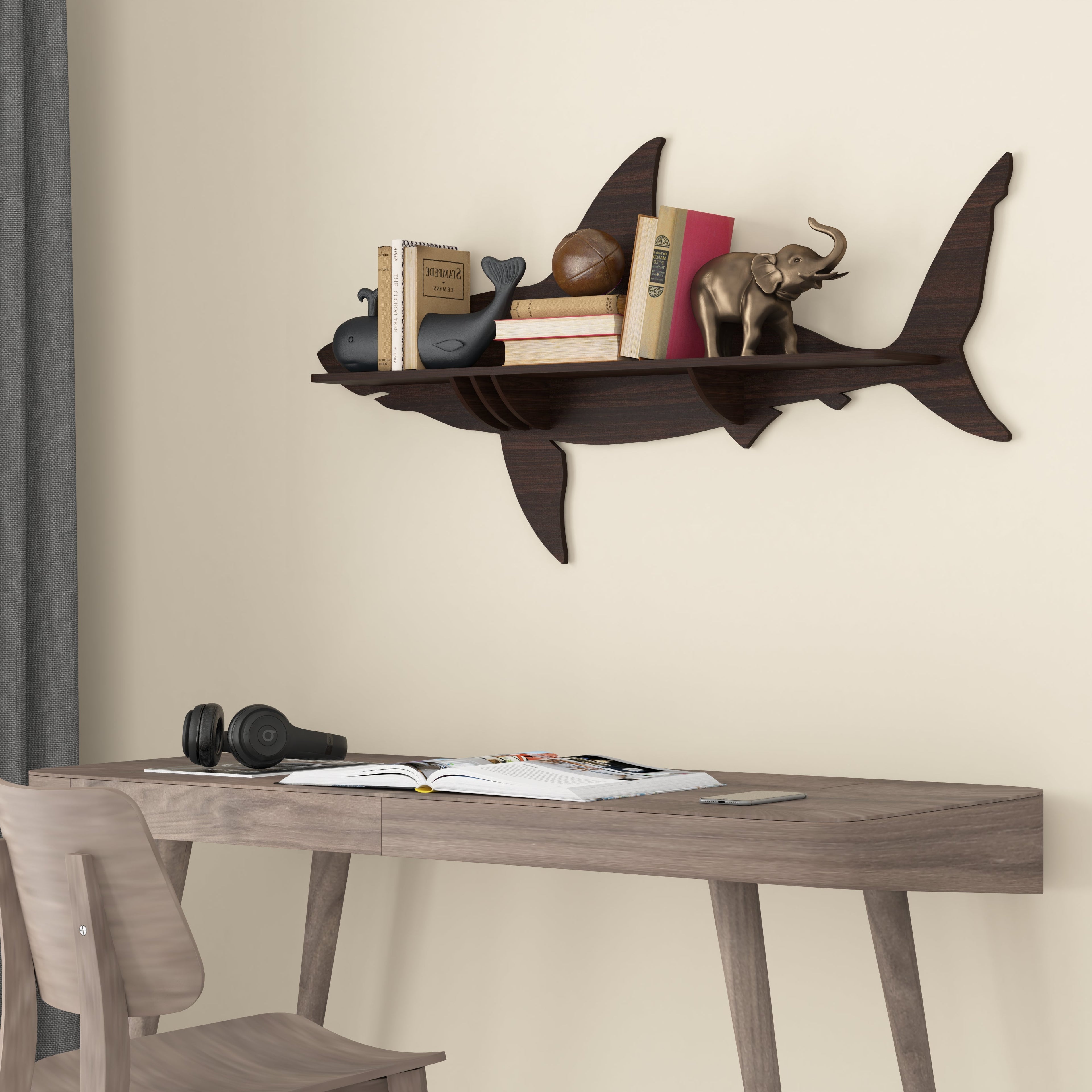 Shark Decor Wall Shelf (Wenge)