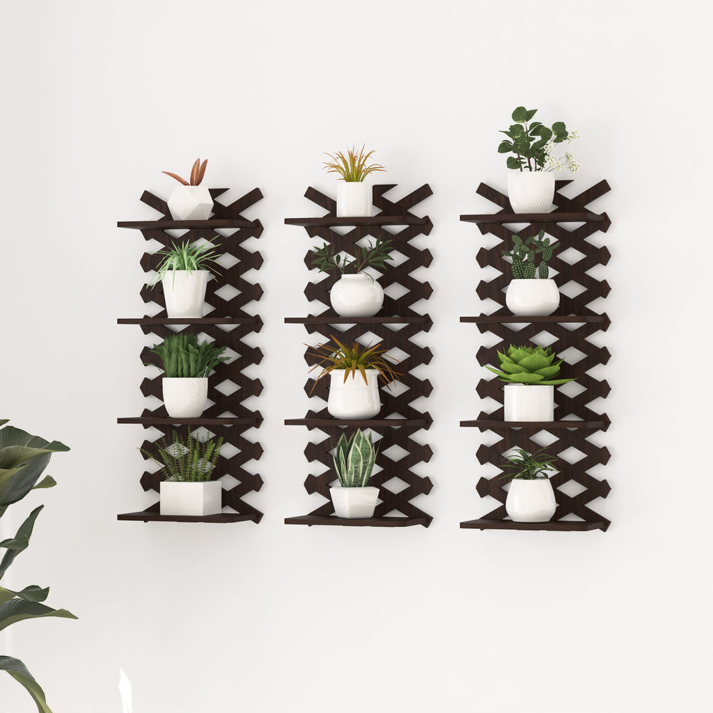 Criss Cross Decor Wall Shelf (Wenge)
