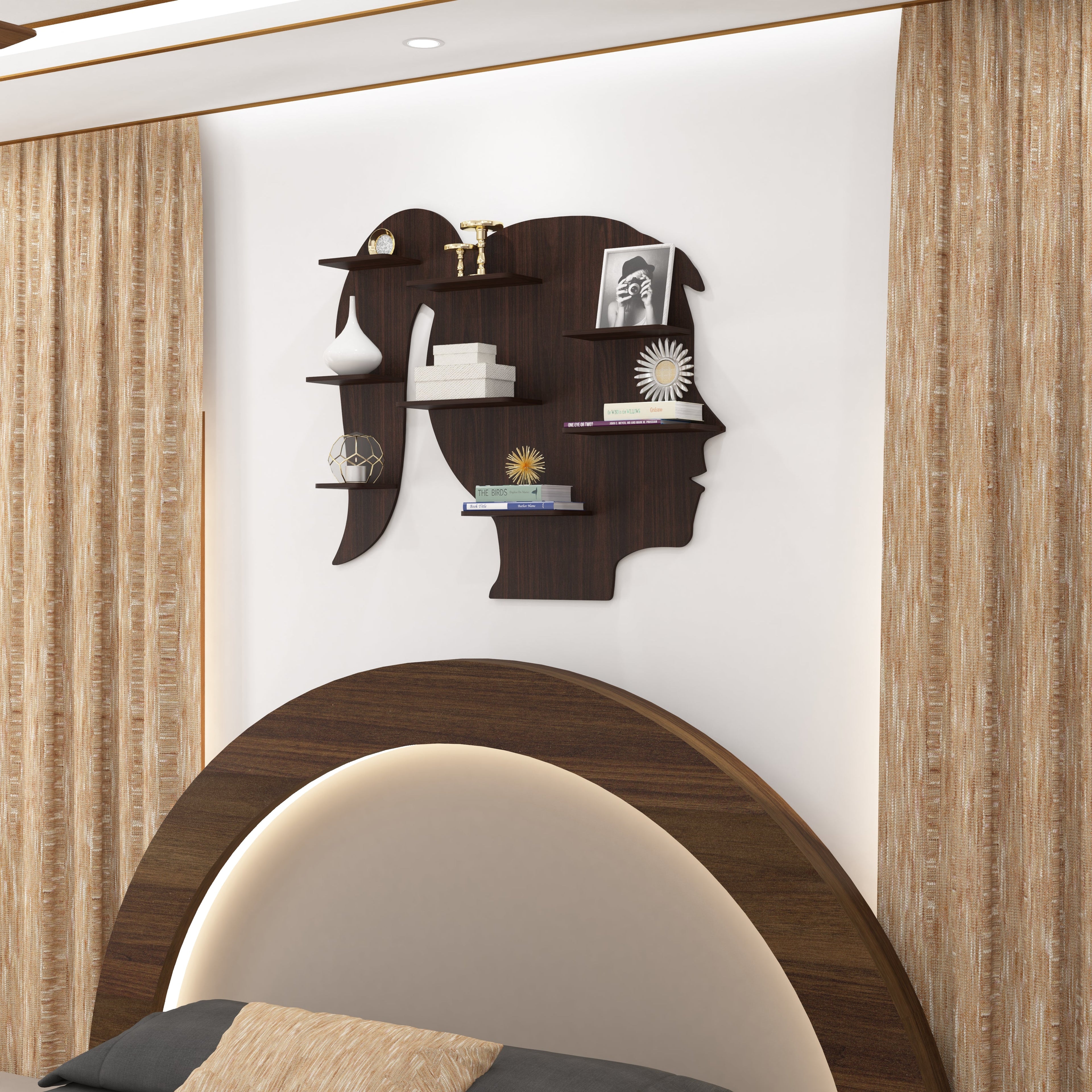 Girl Face Decor Wall Shelf (Wenge)