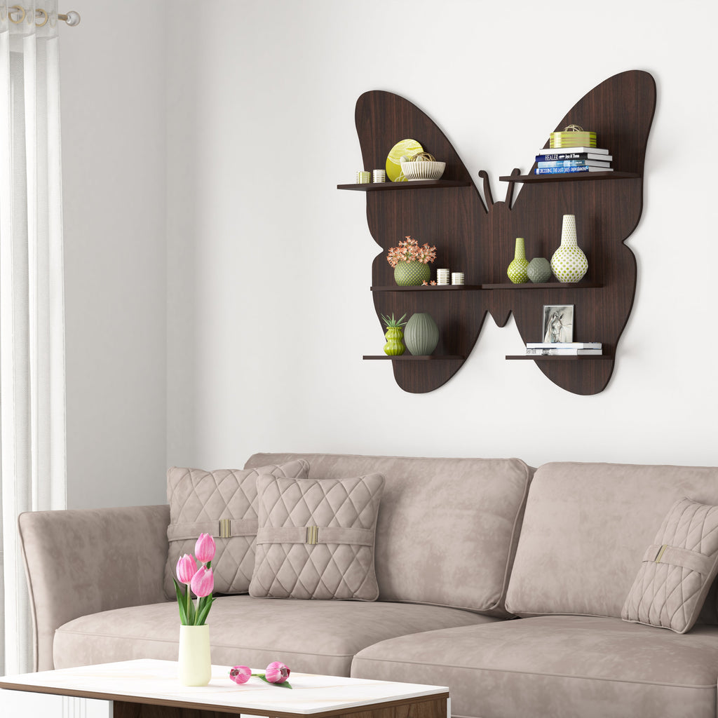 Butterfly Decor Wall Shelf (Wenge)
