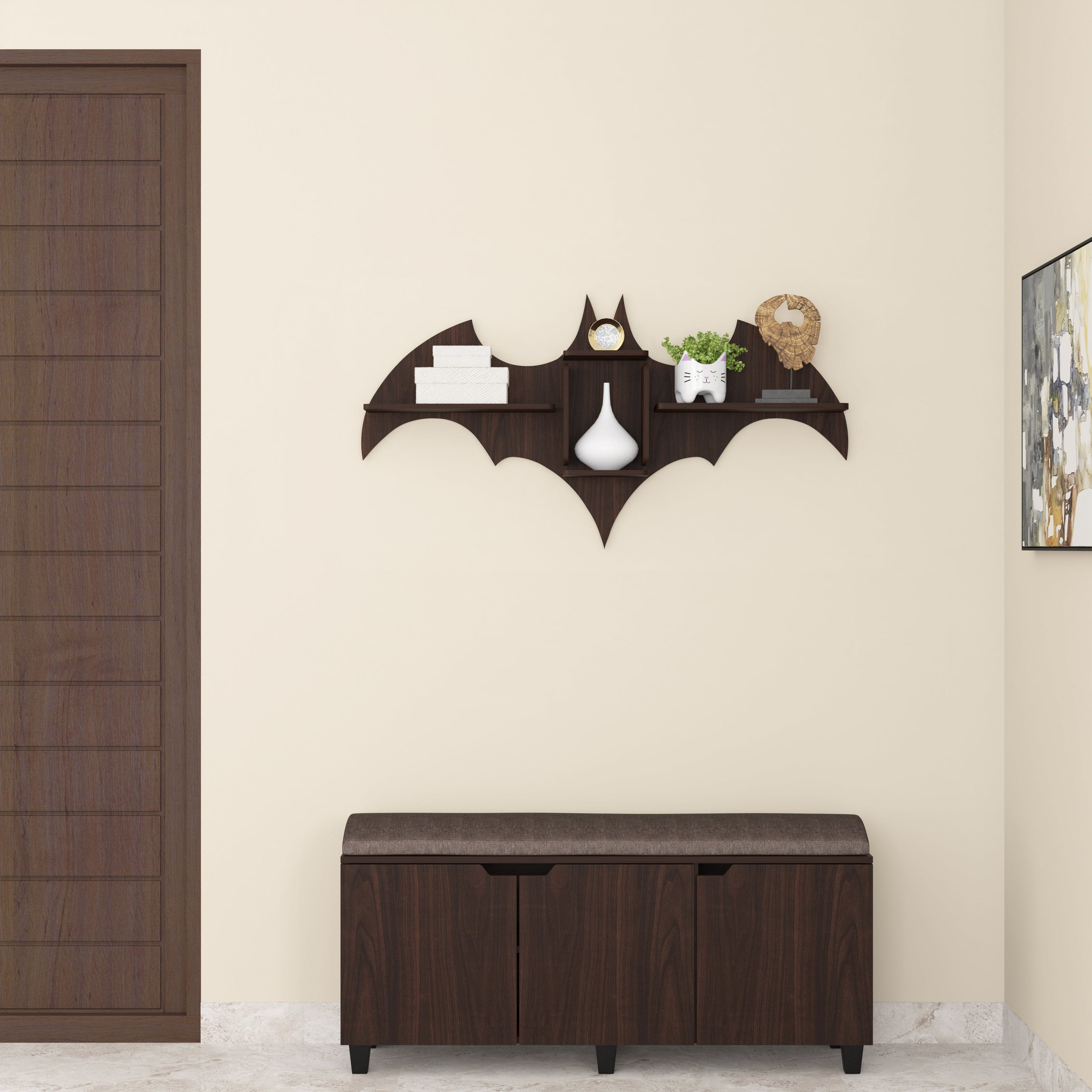 Bat Decor Wall Shelf (Wenge)