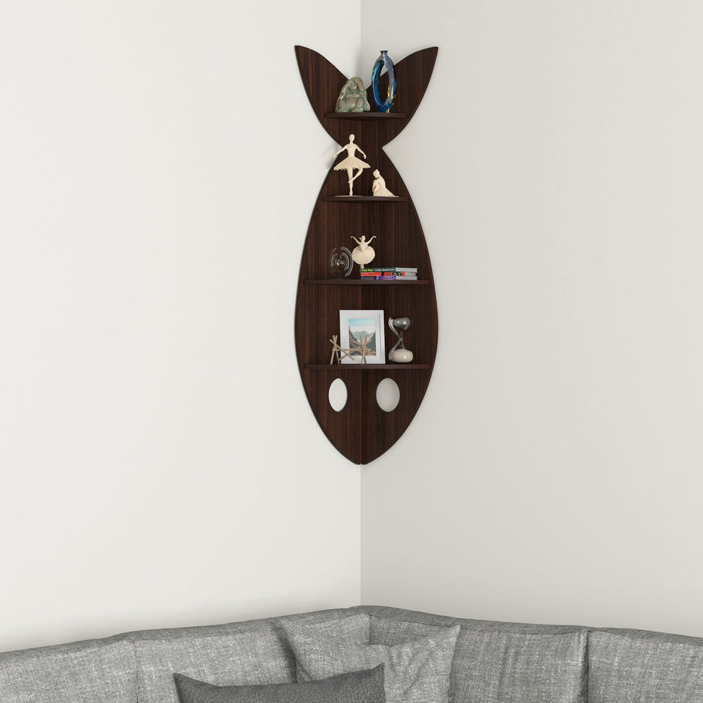 Fish Corner Decor Wall Shelf (Wenge)