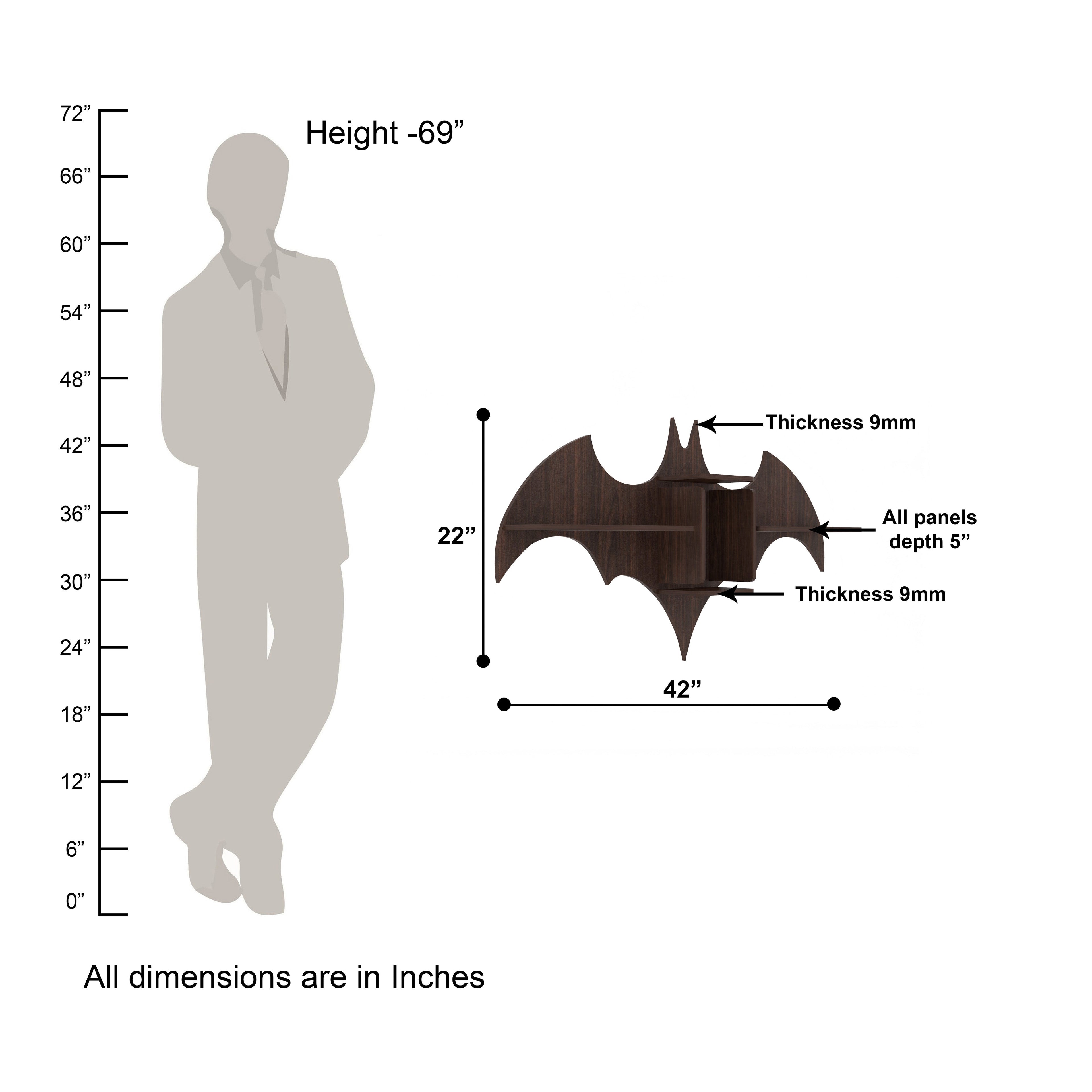 Bat Decor Wall Shelf (Wenge)