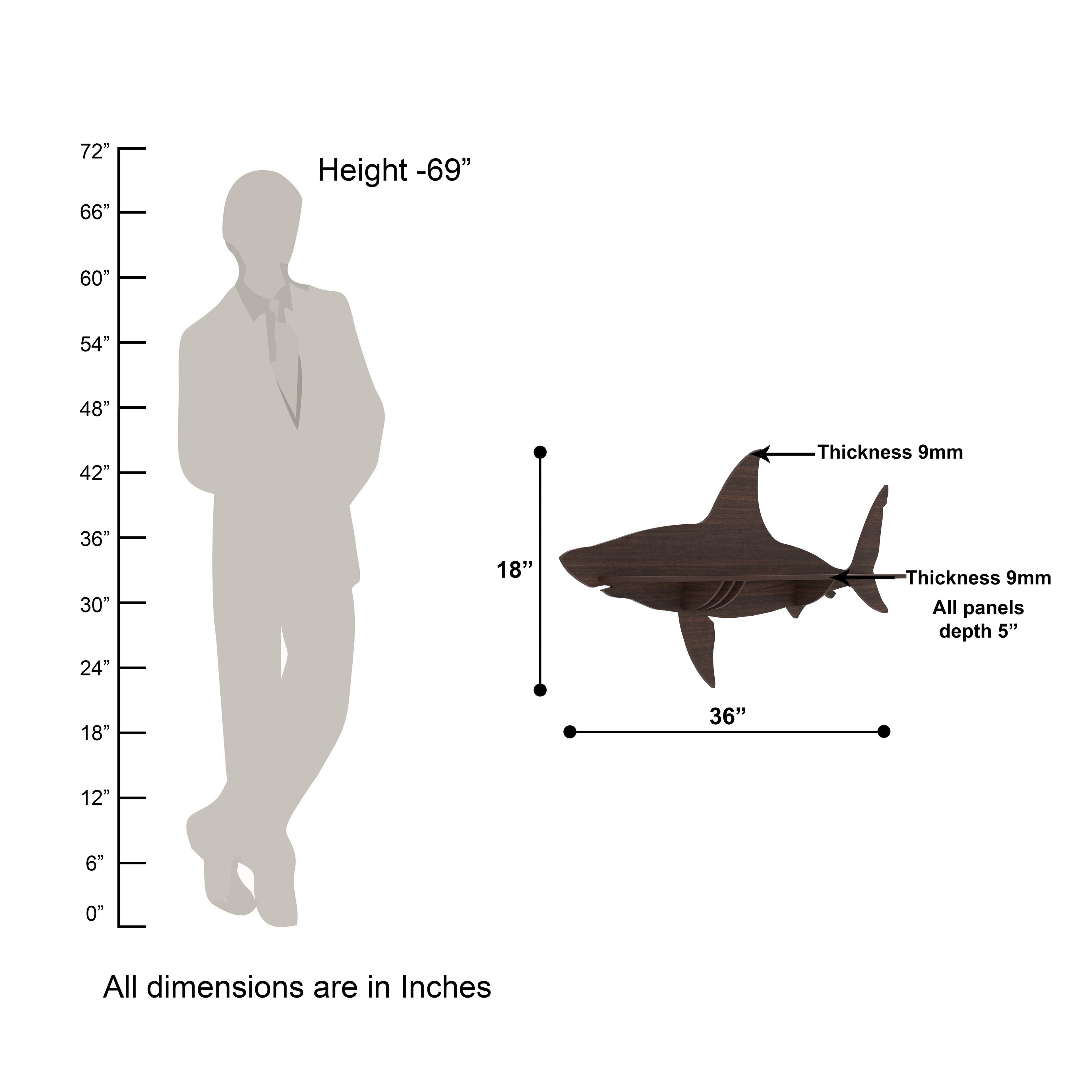 Shark Decor Wall Shelf (Wenge)