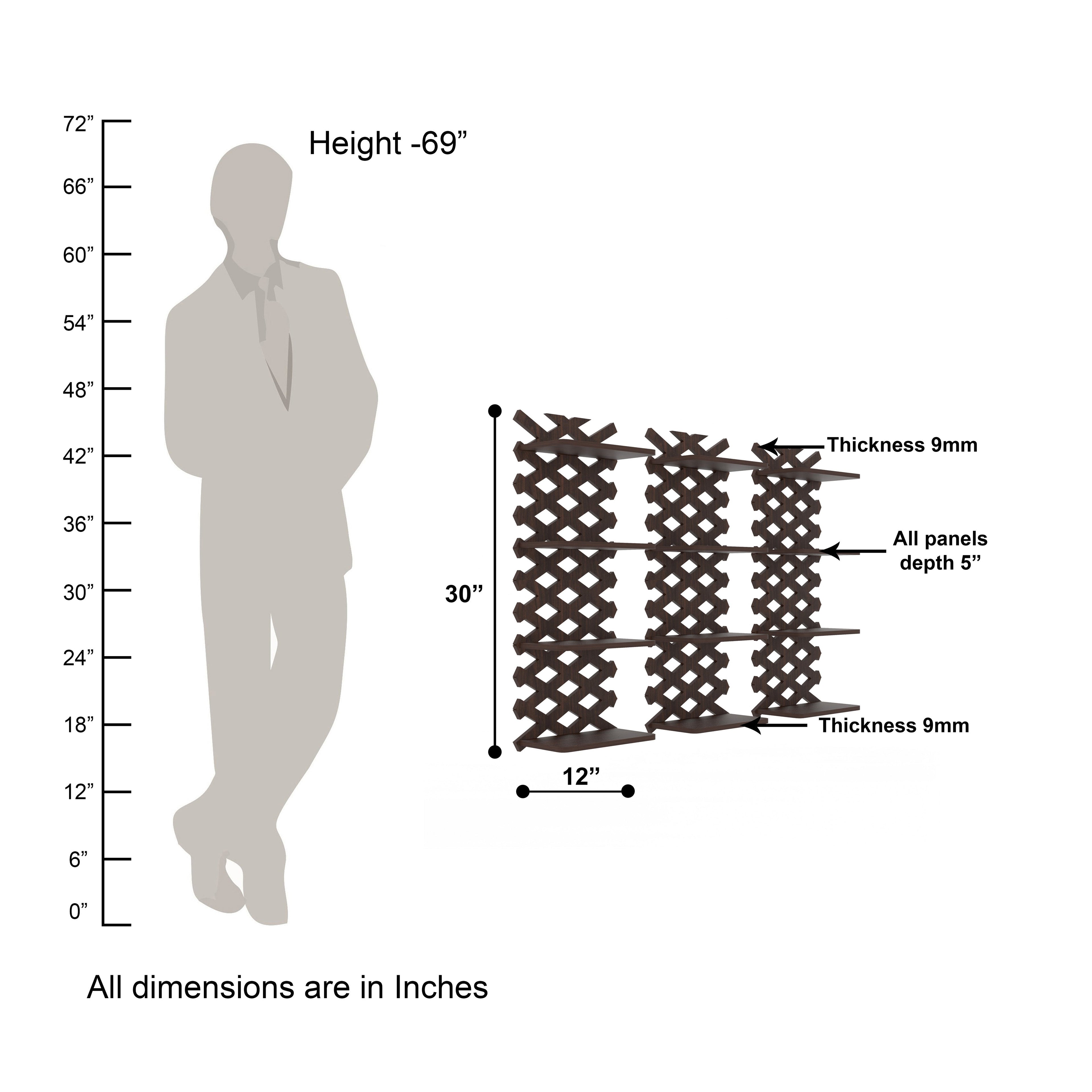 Criss Cross Decor Wall Shelf (Wenge)