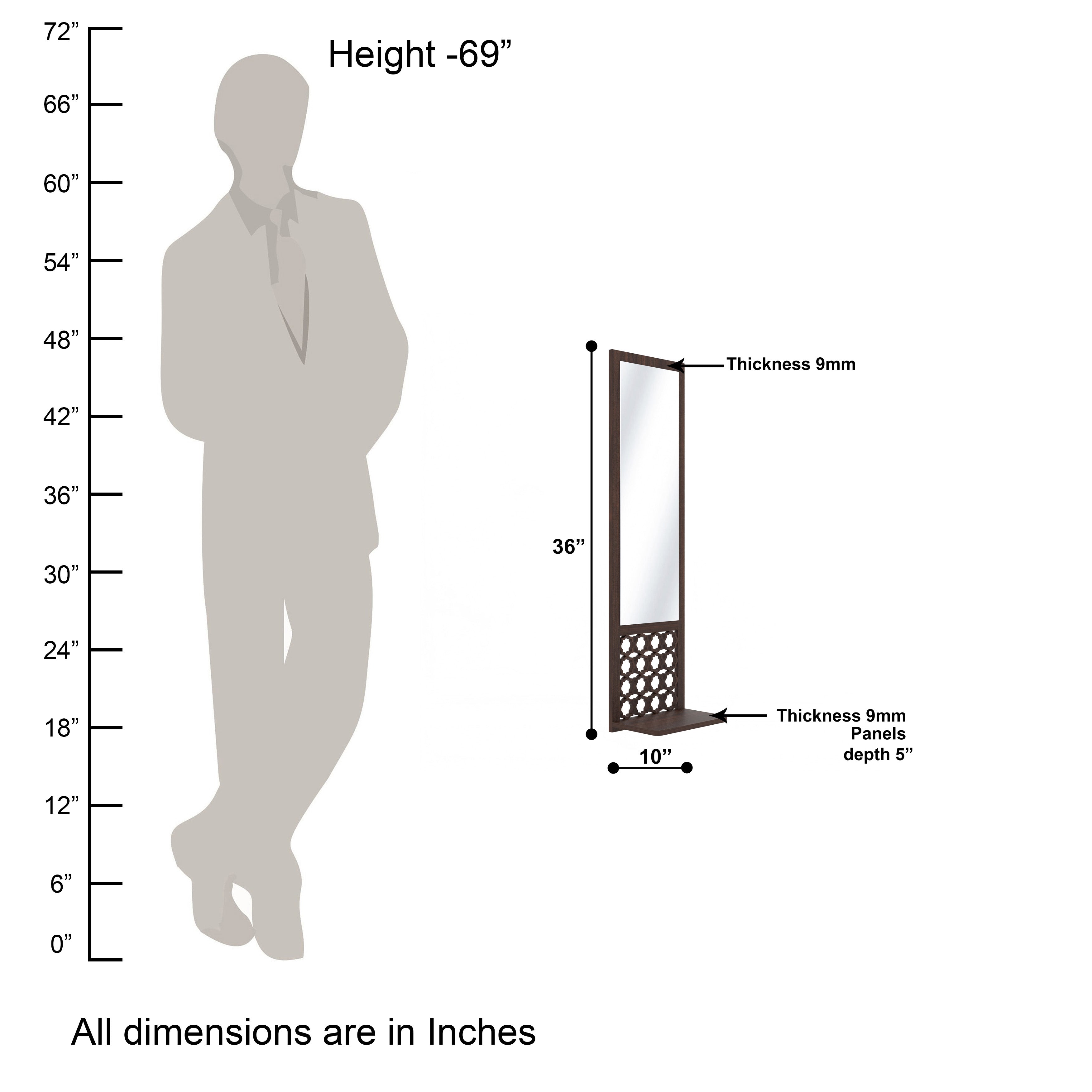 Moroccan Long Decor Wall Mirror (Wenge)