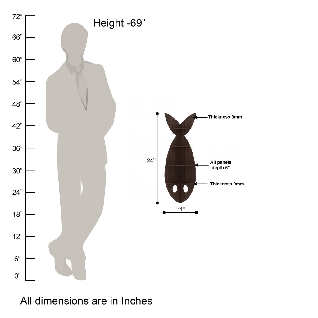 Fish Corner Decor Wall Shelf (Wenge)